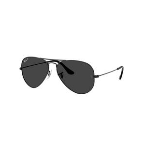 Ray-Ban Aviator Classic Black Polarized Sunglasses - Black - BLACK/GREY