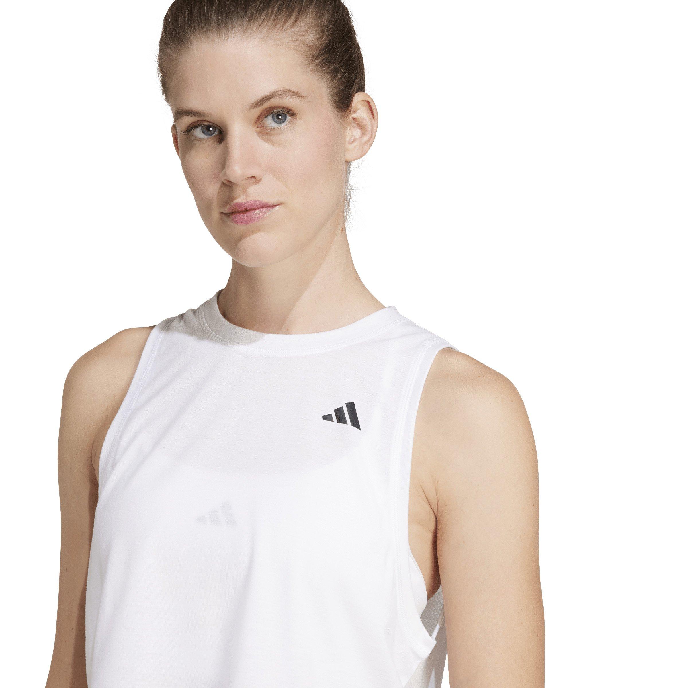 adidas Women's Train Essentials Boxy Workout Tank Top - White - WHITE Thumbnail View 3