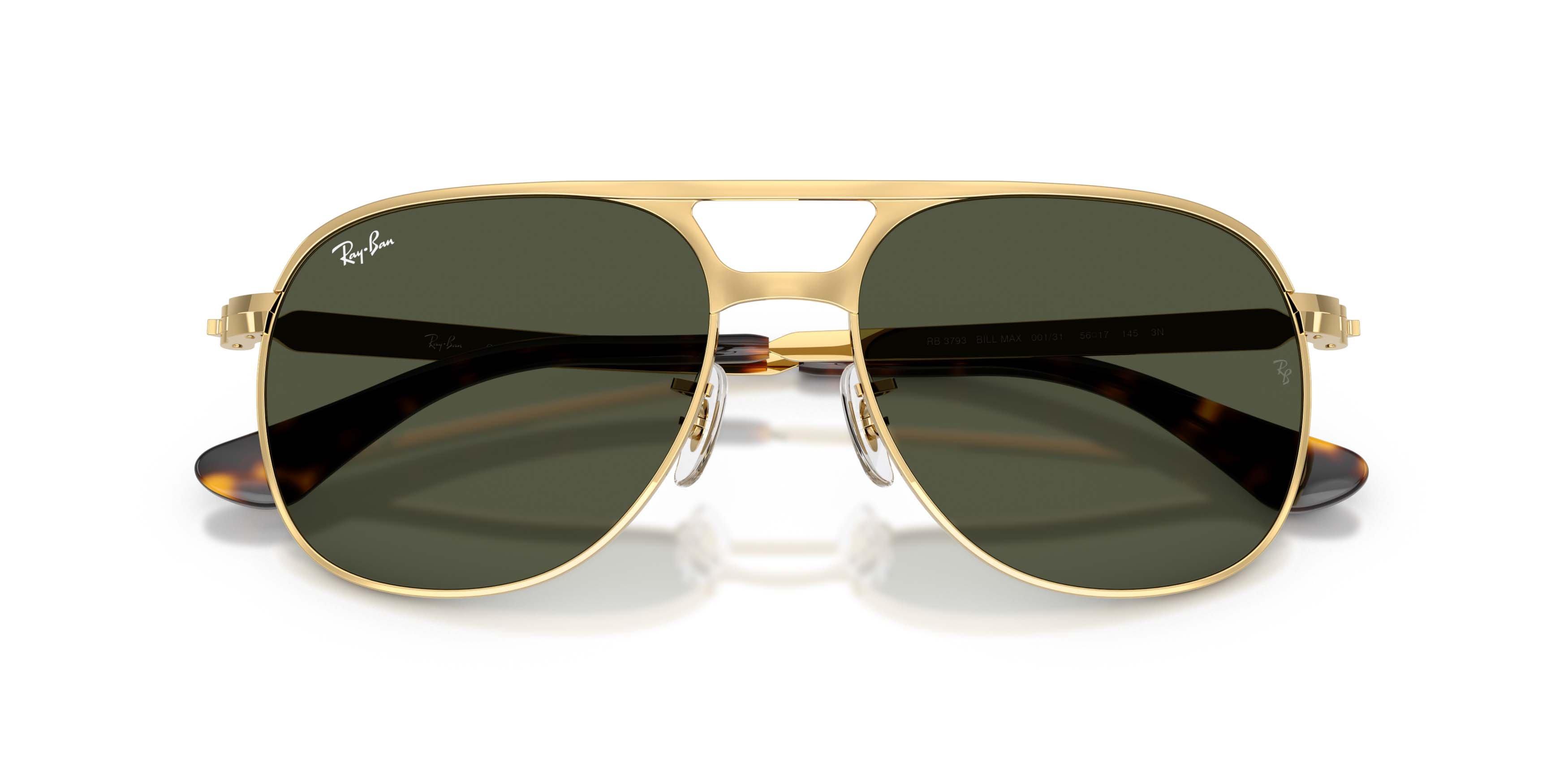 Ray-Ban Bill Max Dark Green Sunglasses - Polished Arista Gold - GOLD/GREEN