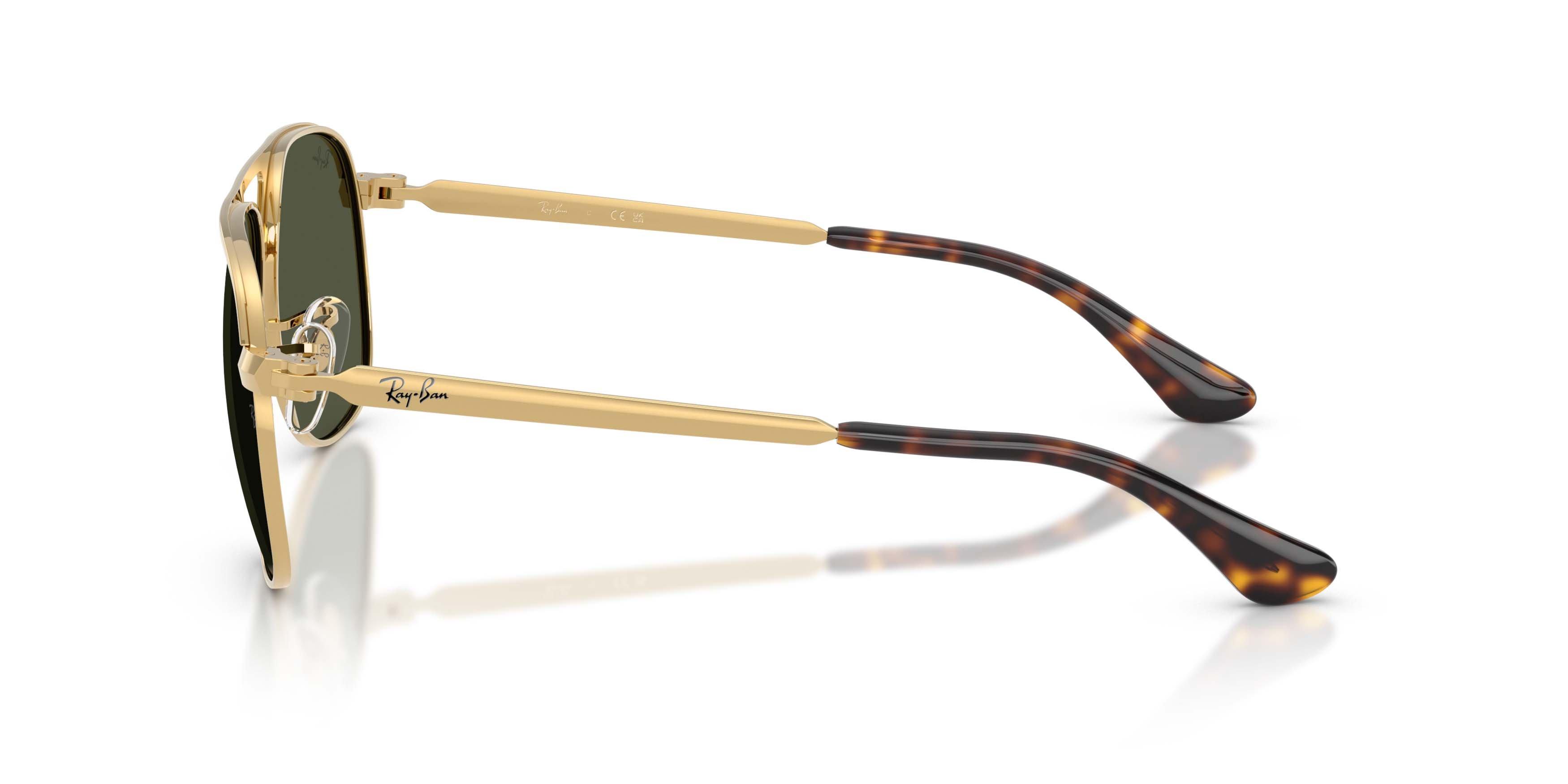 Ray-Ban Bill Max Dark Green Sunglasses - Polished Arista Gold - GOLD/GREEN