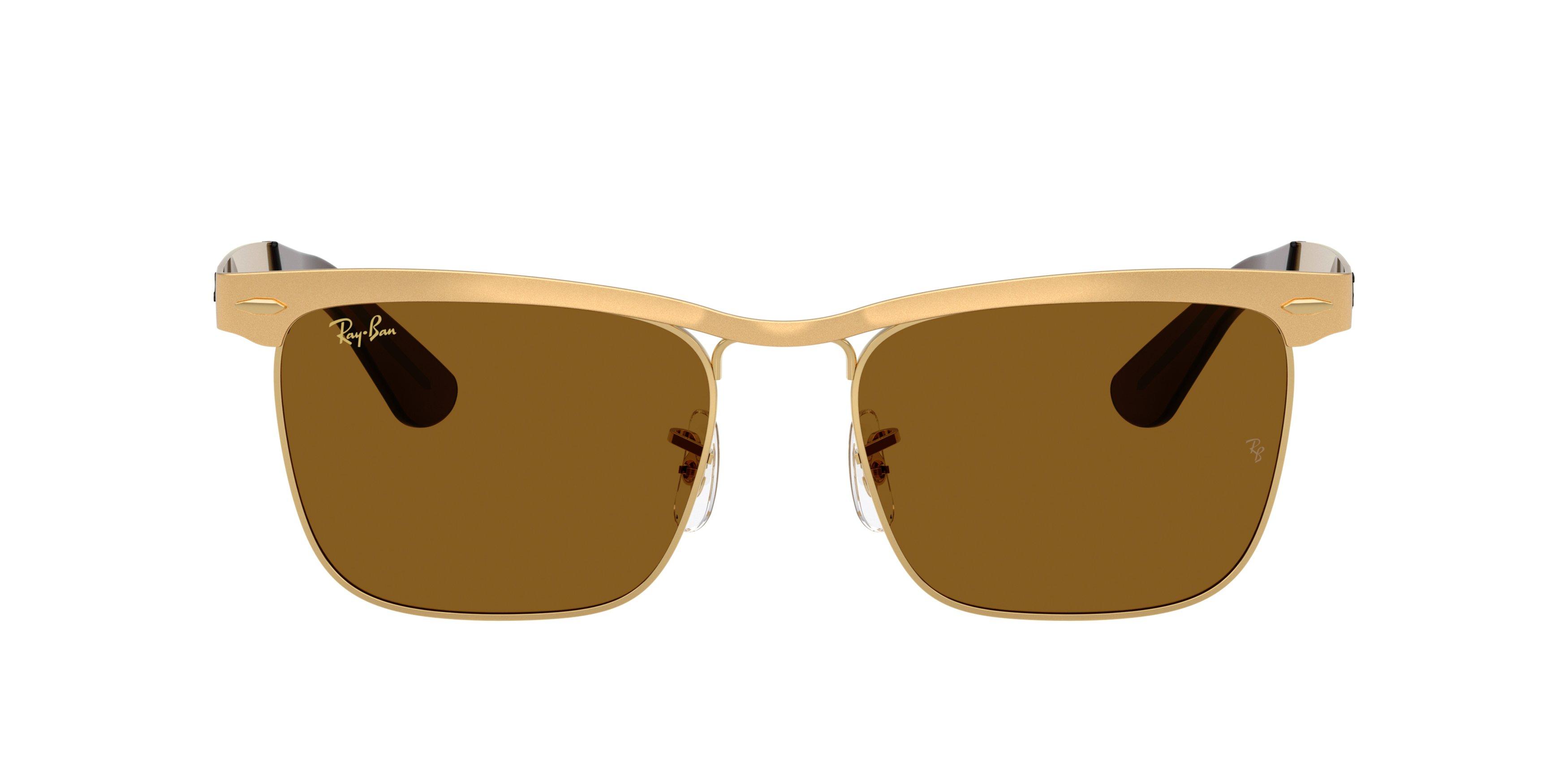 Ray-Ban Wayfarer Deluxe Brown Sunglasses - Matte Gold - GOLD/BROWN Thumbnail View 3