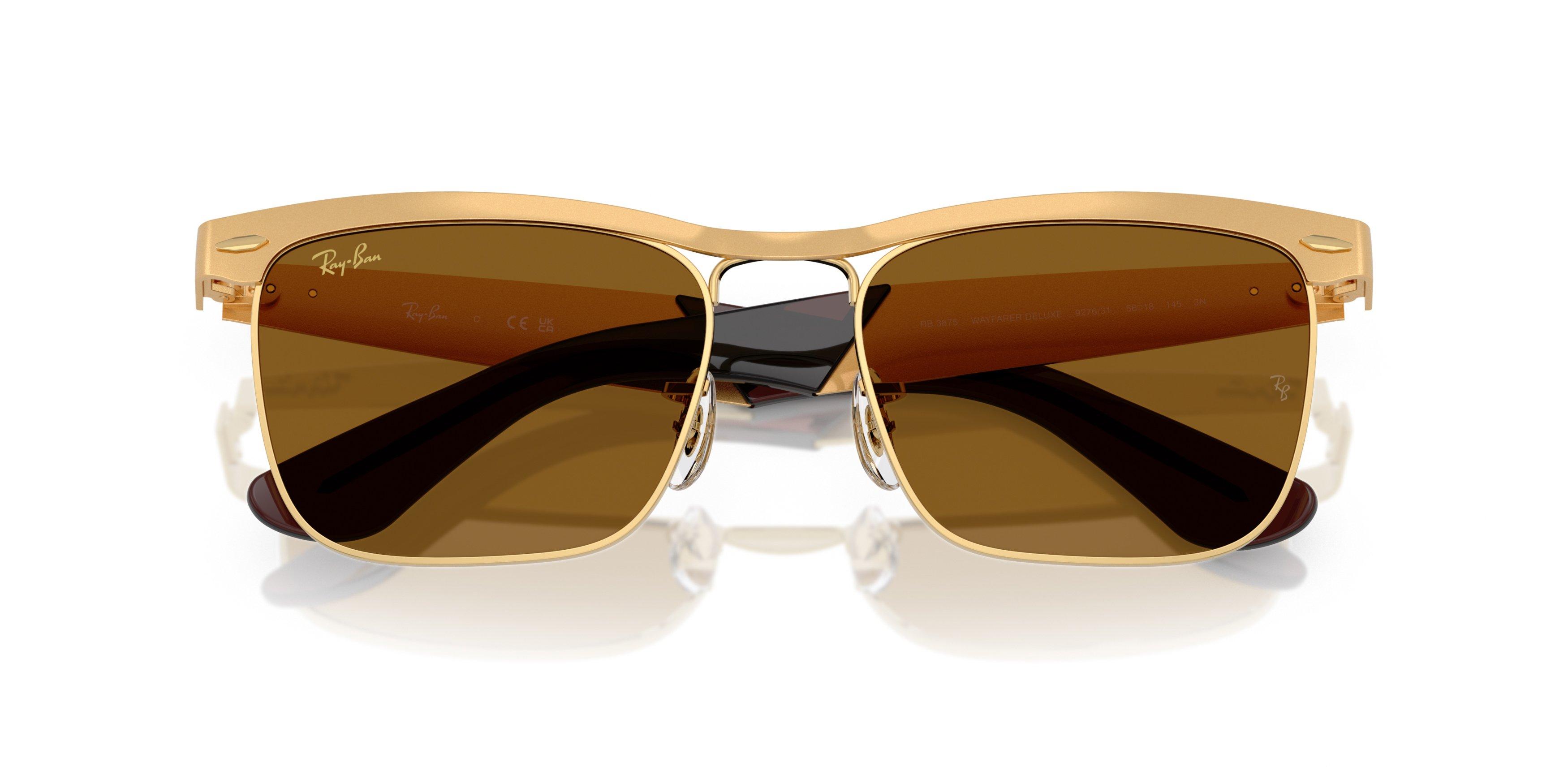 Ray-Ban Wayfarer Deluxe Brown Sunglasses - Matte Gold - GOLD/BROWN Thumbnail View 5