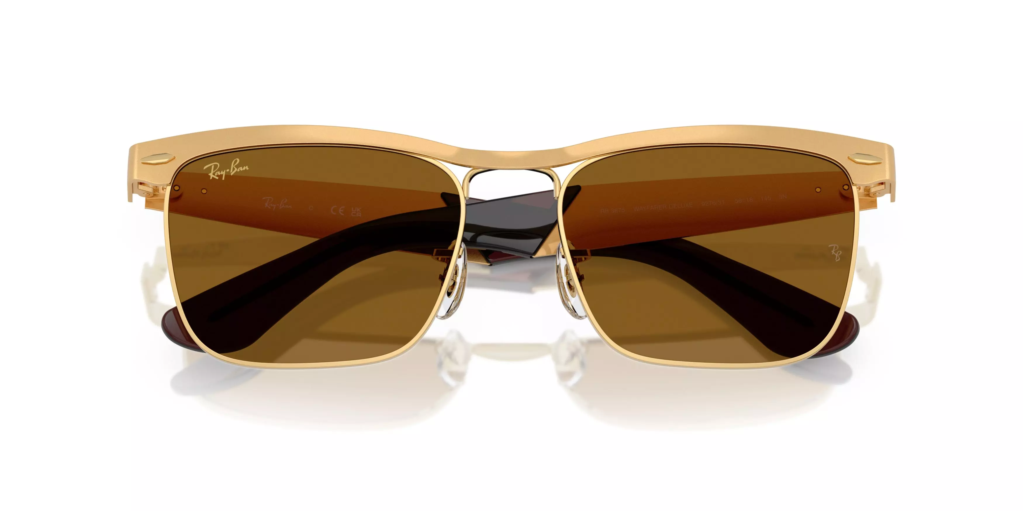 Ray-Ban Wayfarer Deluxe Brown Sunglasses - Matte Gold - GOLD/BROWN