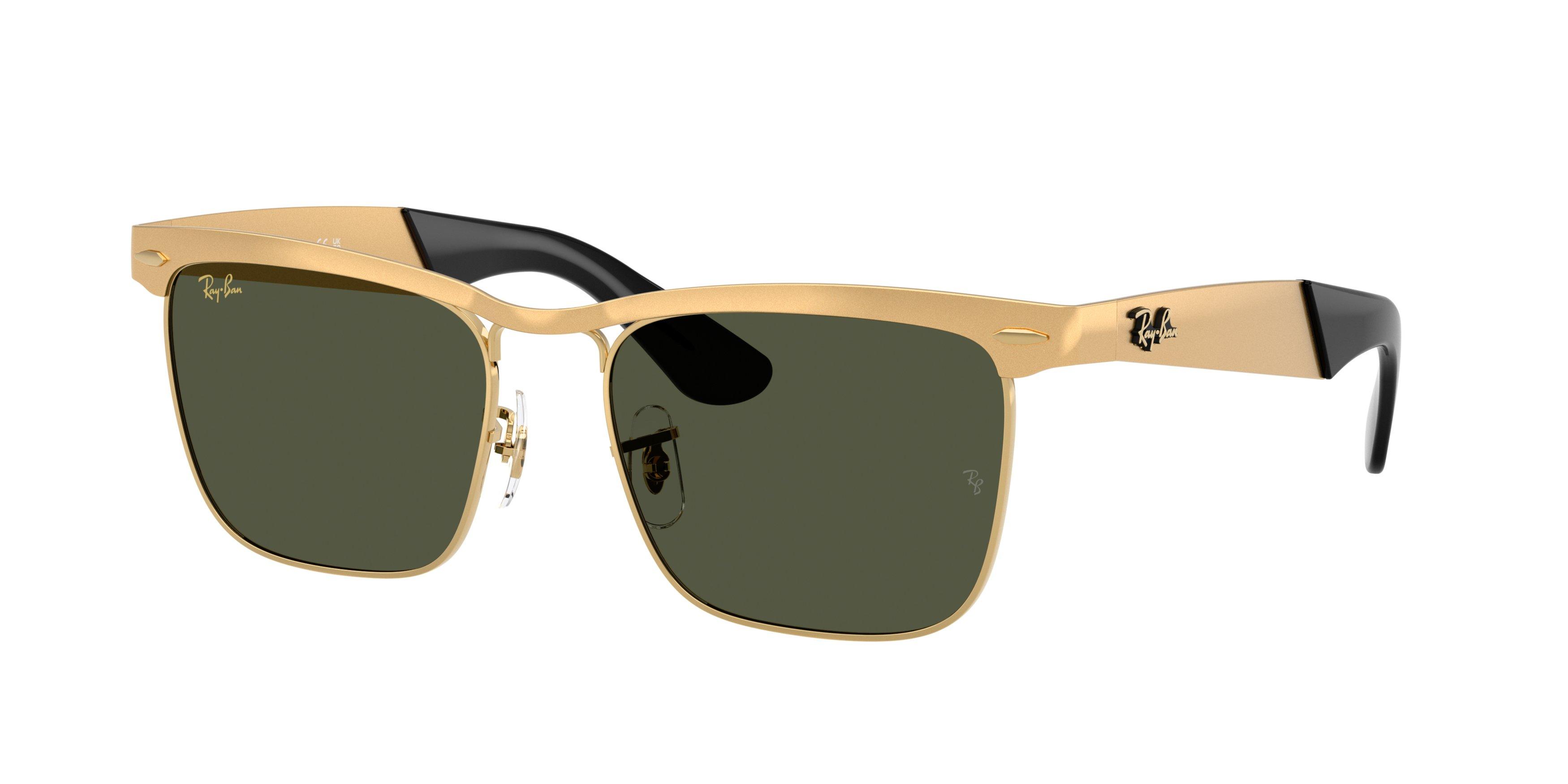 Ray-Ban Wayfarer Deluxe Green Sunglasses - Polished Gold - GOLD/GREEN Thumbnail View 1