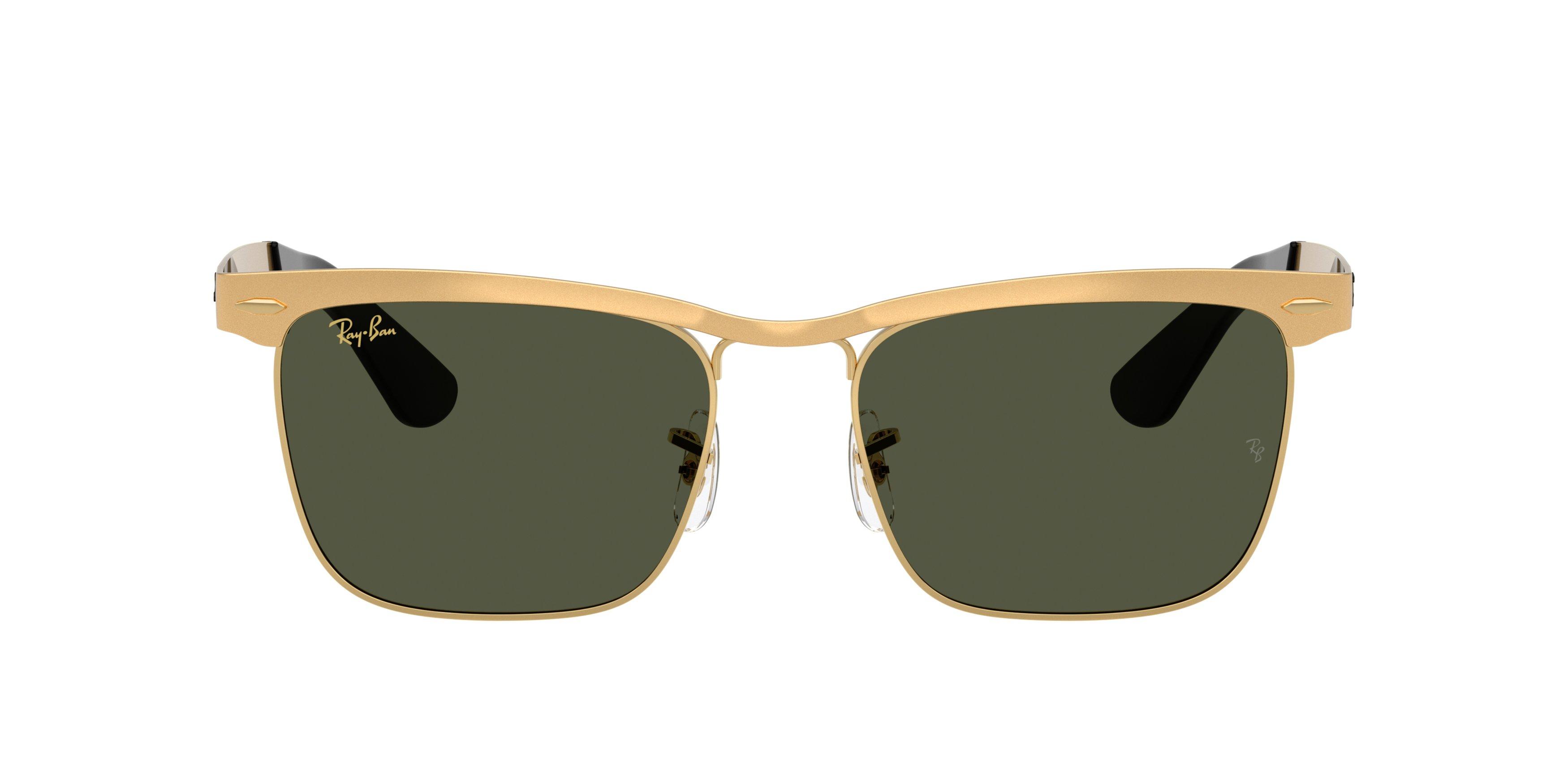 Ray-Ban Wayfarer Deluxe Green Sunglasses - Polished Gold - GOLD/GREEN Thumbnail View 3