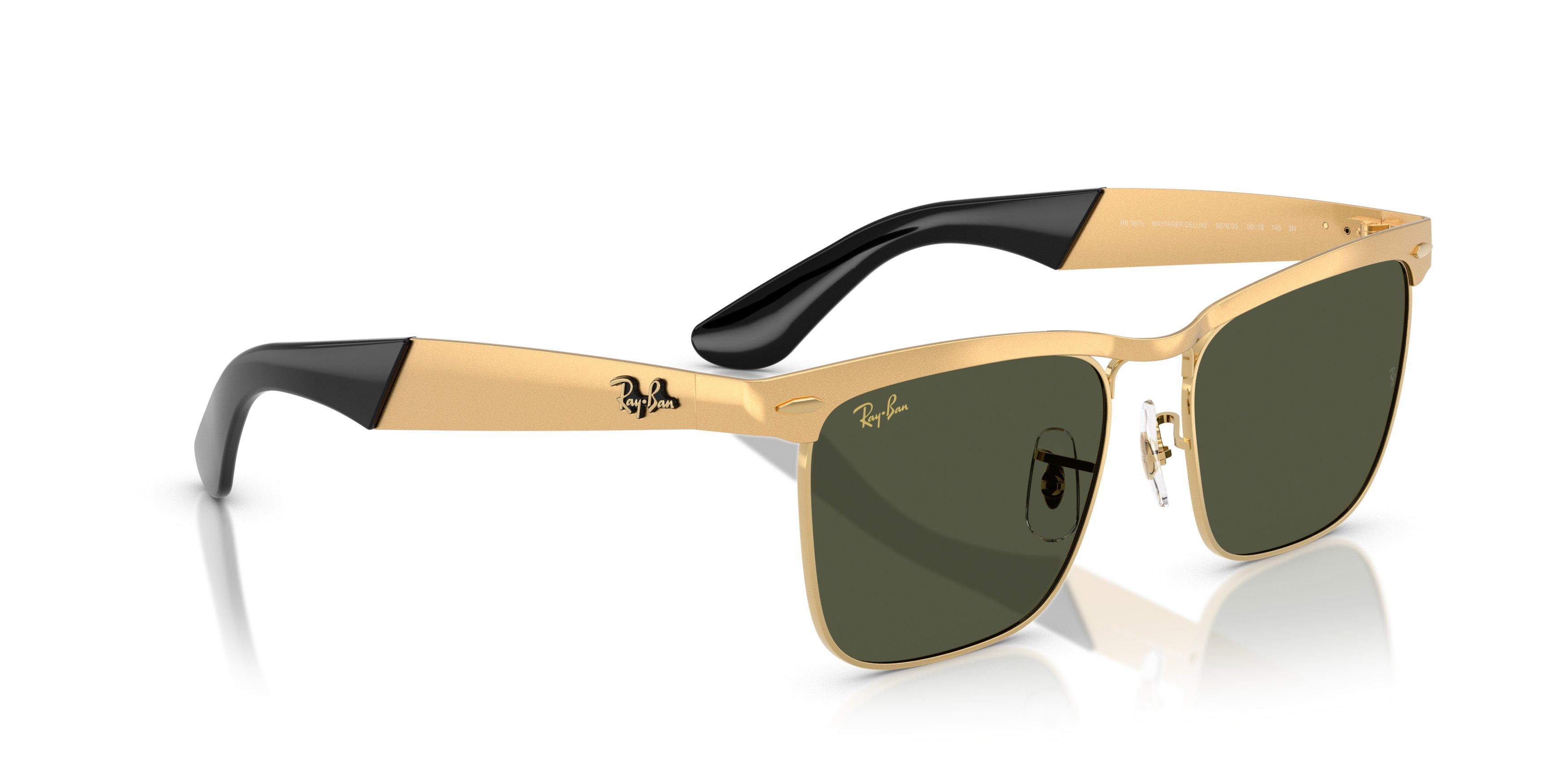 Ray-Ban Wayfarer Deluxe Green Sunglasses - Polished Gold - GOLD/GREEN Thumbnail View 4