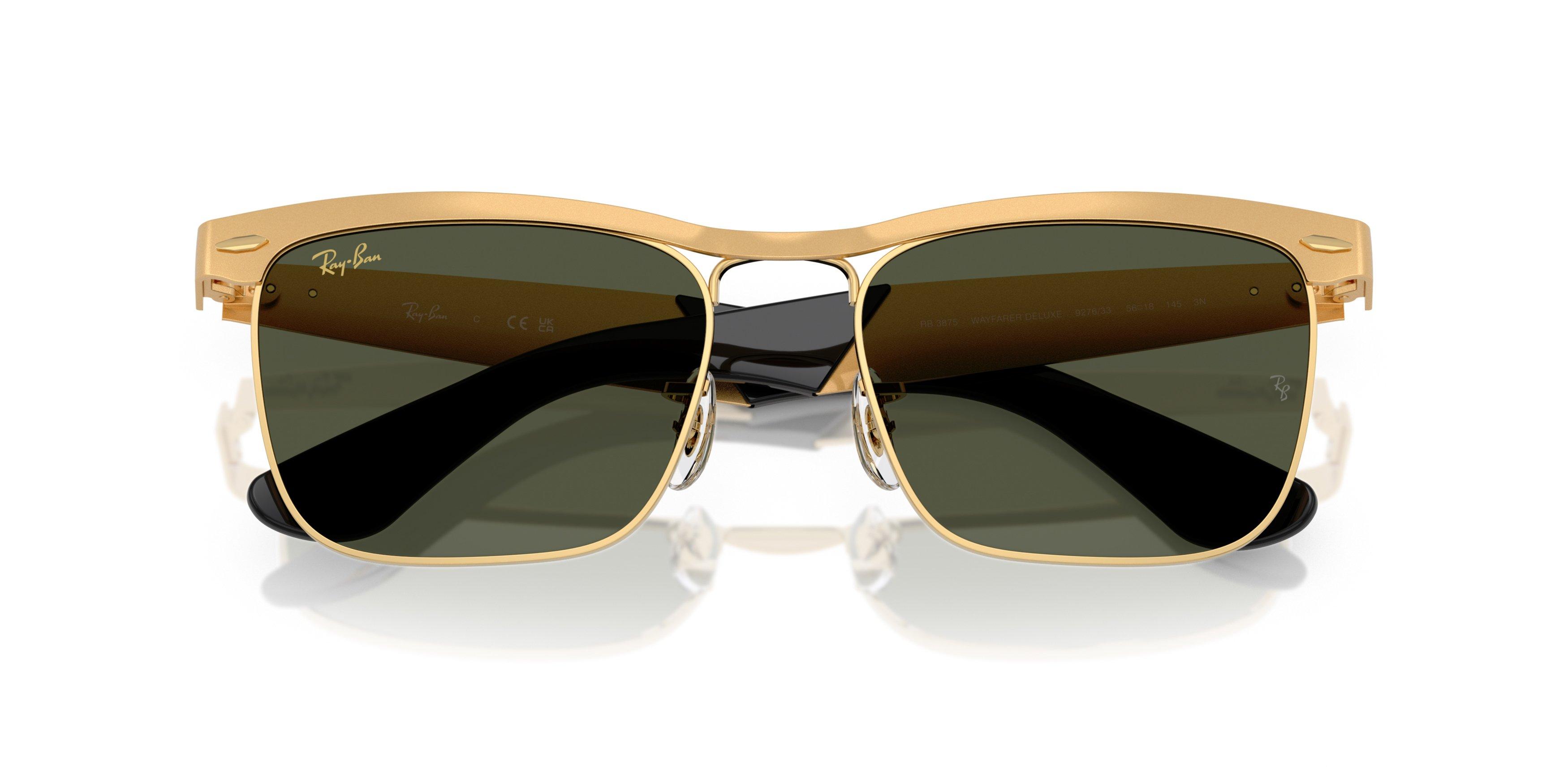 Ray-Ban Wayfarer Deluxe Green Sunglasses - Polished Gold - GOLD/GREEN Thumbnail View 5