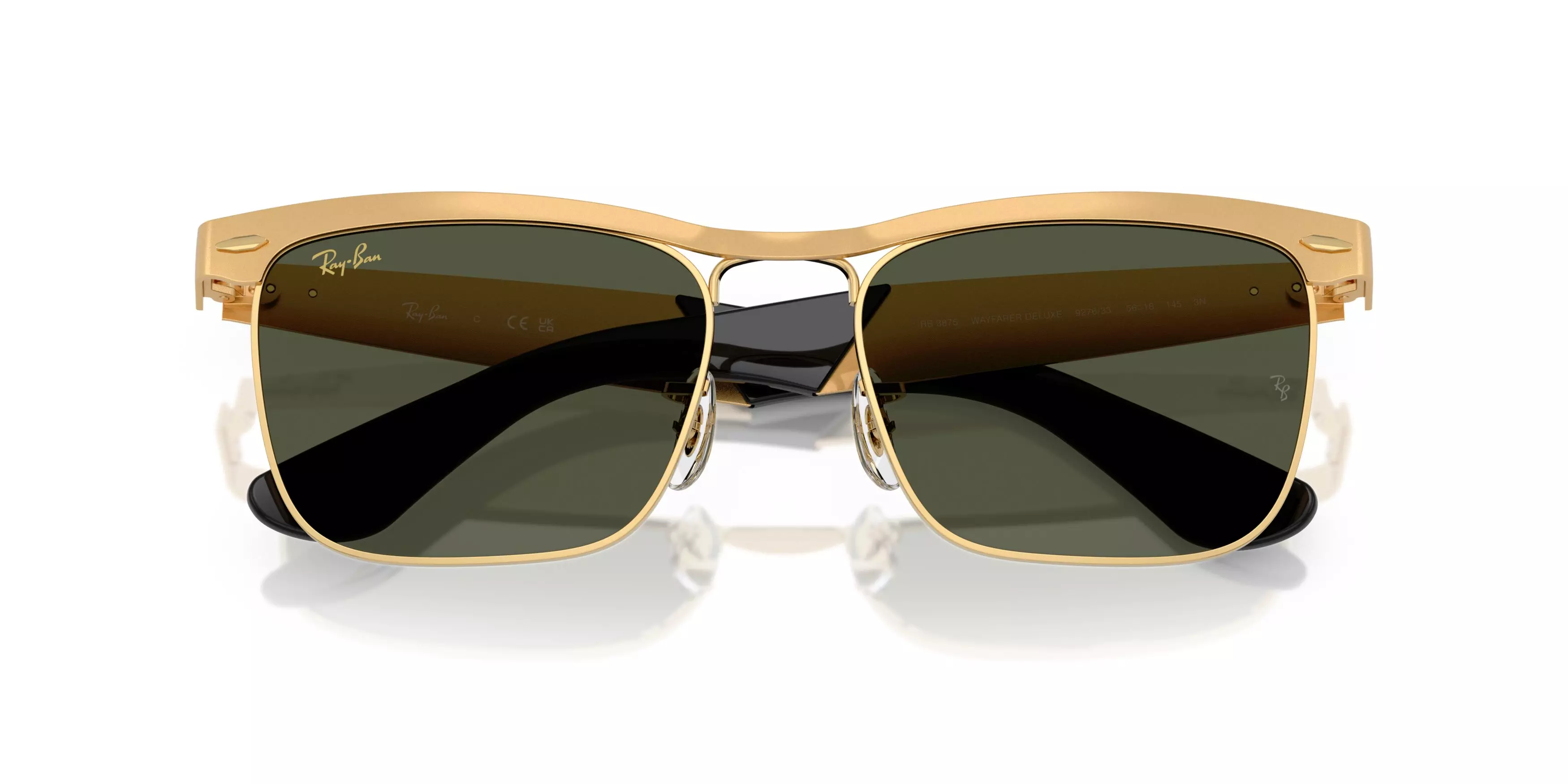 Ray-Ban Wayfarer Deluxe Green Sunglasses - Polished Gold - GOLD/GREEN