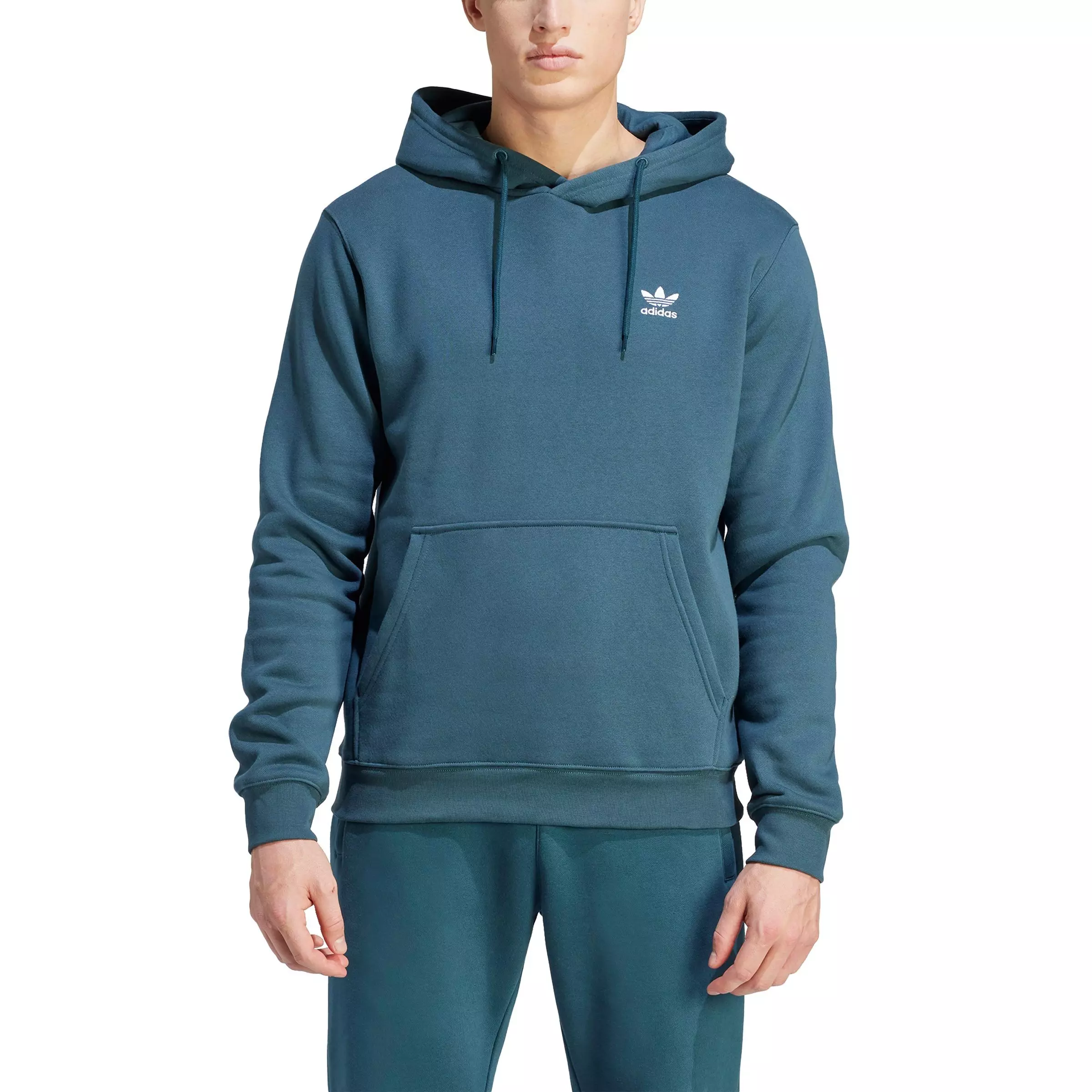 adidas Originals Men's Trefoil Essentials Lifestyle Hoodie -Turquoise - TURQUOISE