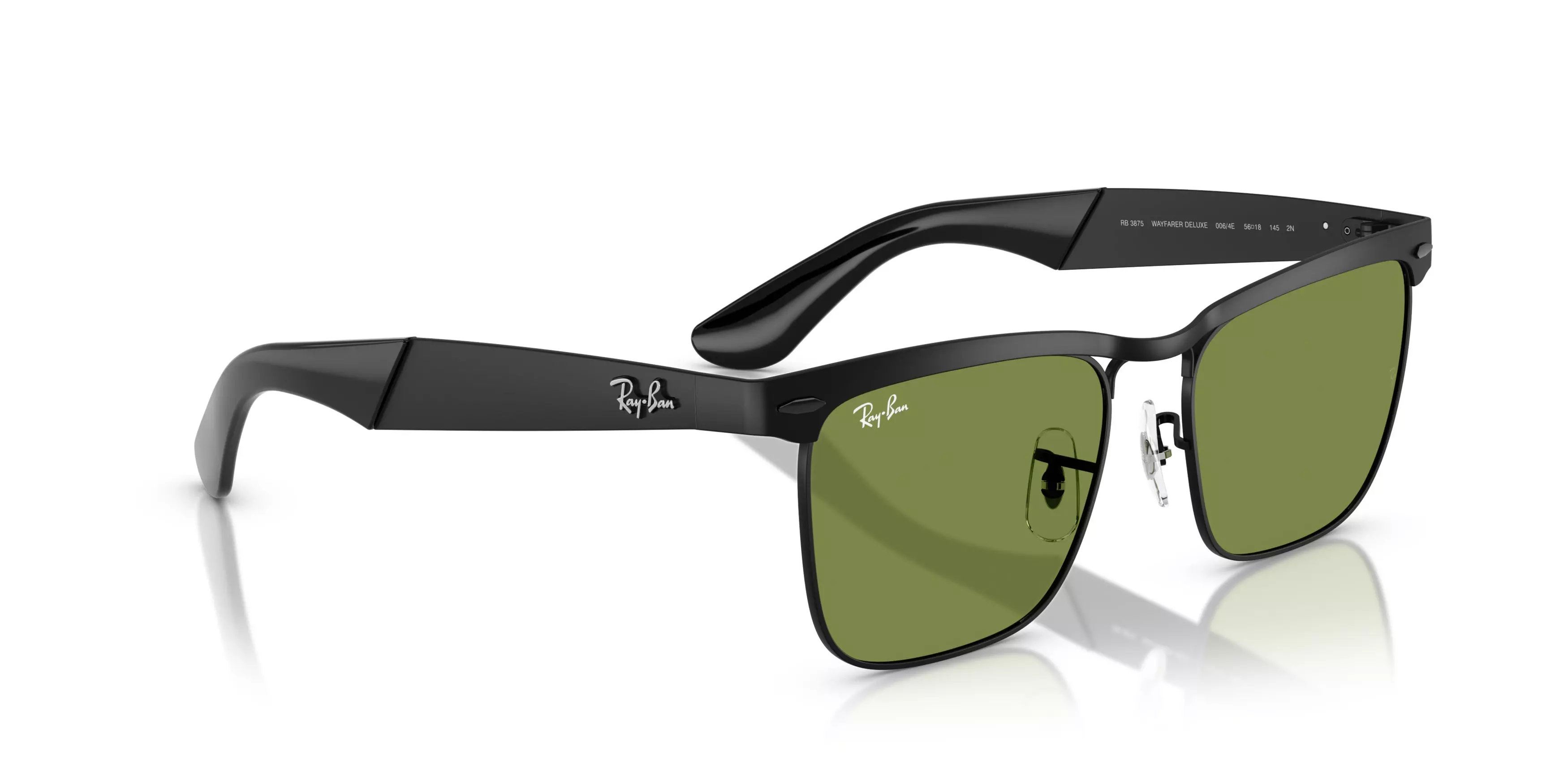 Ray-Ban Wayfarer Deluxe Green Sunglasses - Matte Black - BLACK/GREEN