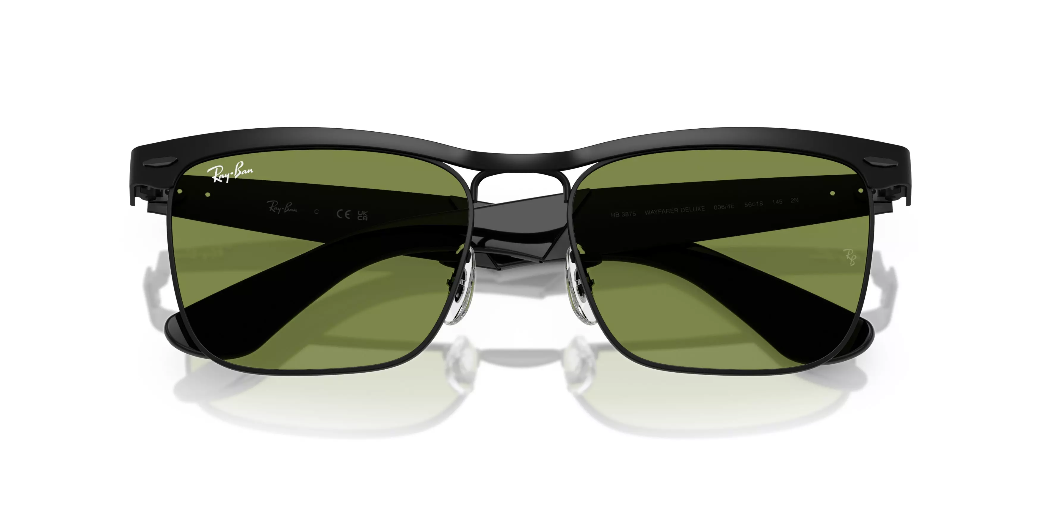 Ray-Ban Wayfarer Deluxe Green Sunglasses - Matte Black - BLACK/GREEN