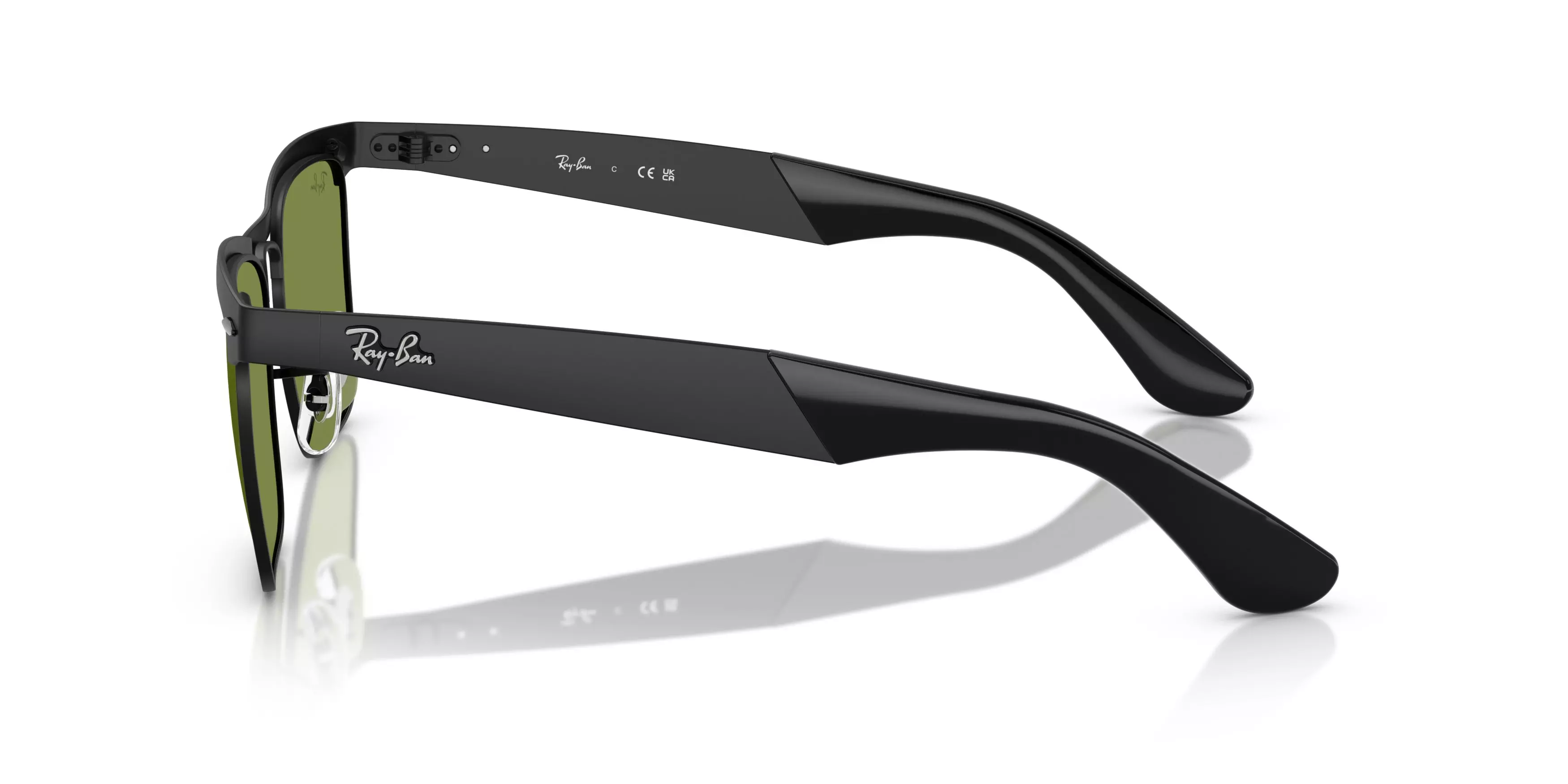 Ray-Ban Wayfarer Deluxe Green Sunglasses - Matte Black - BLACK/GREEN