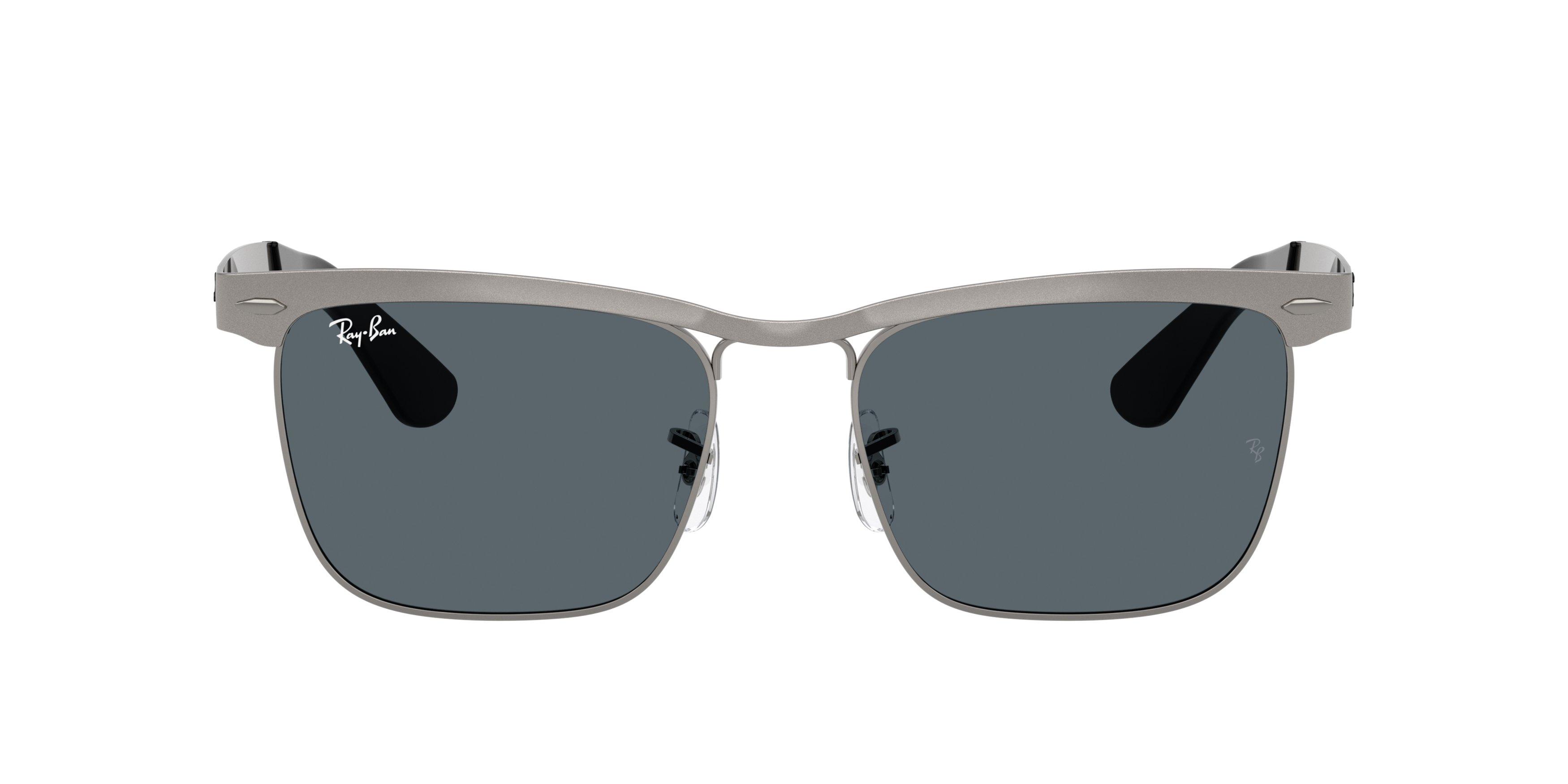 Ray-Ban Wayfarer Deluxe Blue Sunglasses - Matte Gunmental - GREY/BLUE Thumbnail View 3