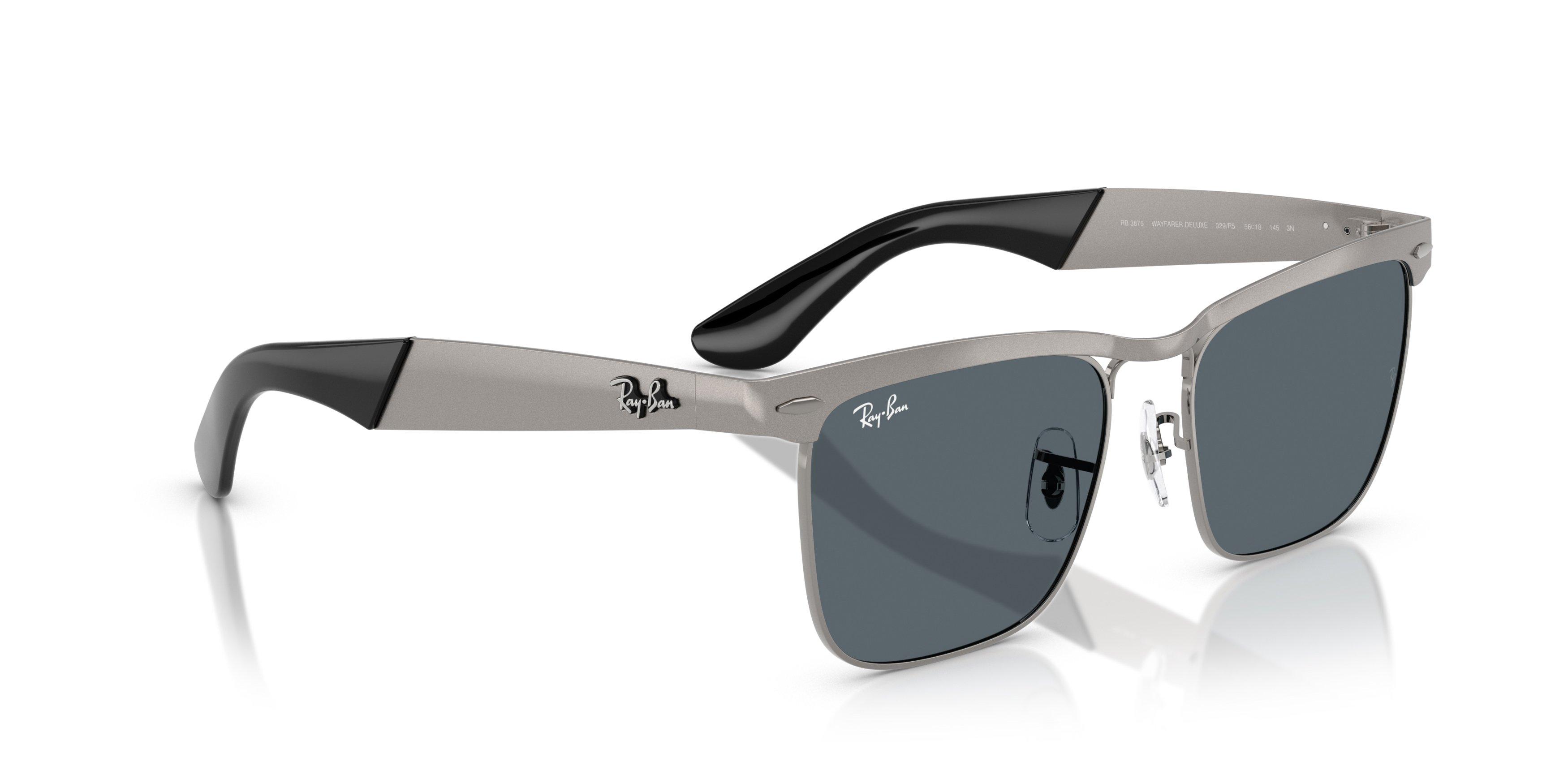 Ray-Ban Wayfarer Deluxe Blue Sunglasses - Matte Gunmental - GREY/BLUE Thumbnail View 4
