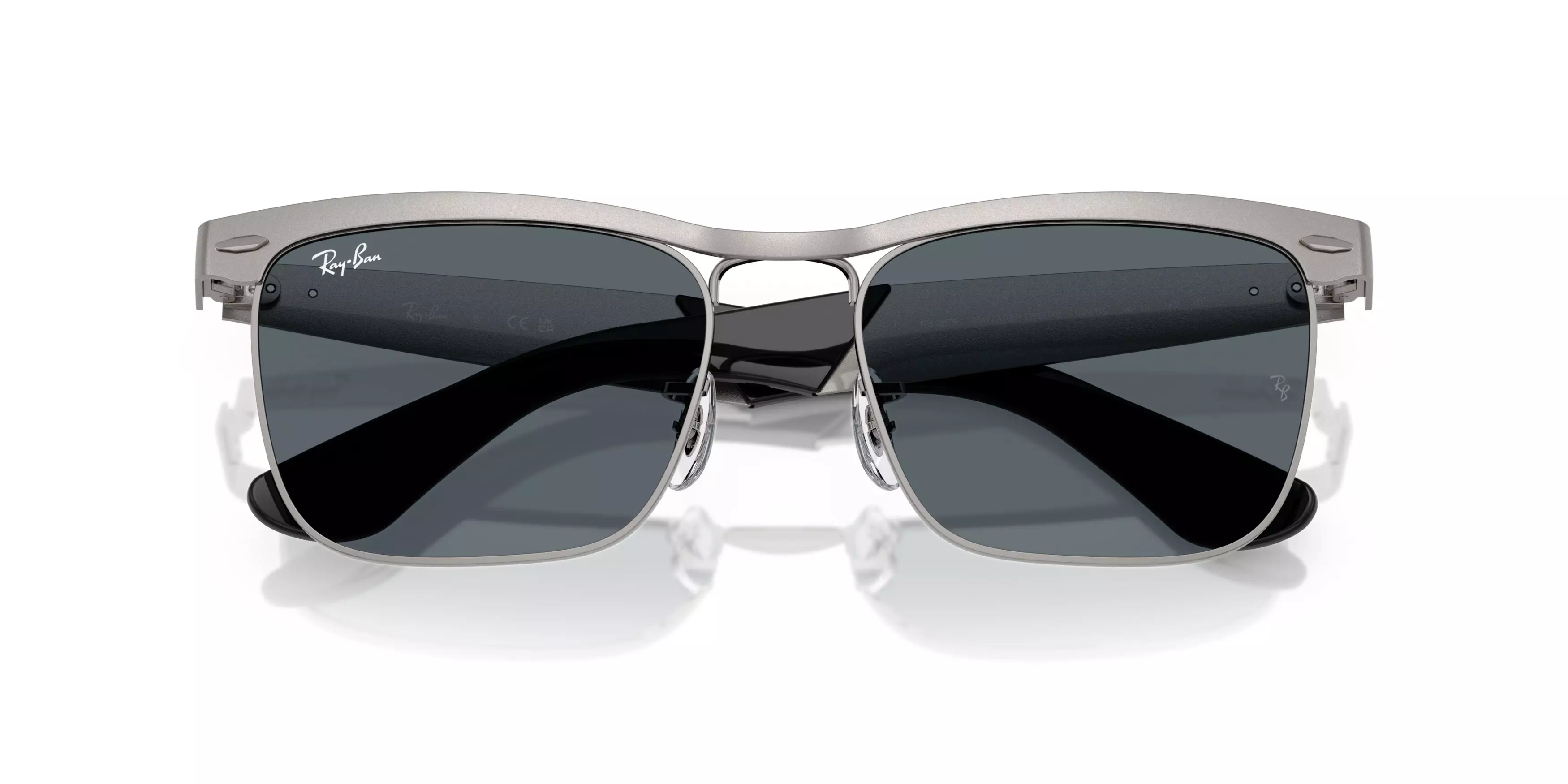 Ray-Ban Wayfarer Deluxe Blue Sunglasses - Matte Gunmental - GREY/BLUE