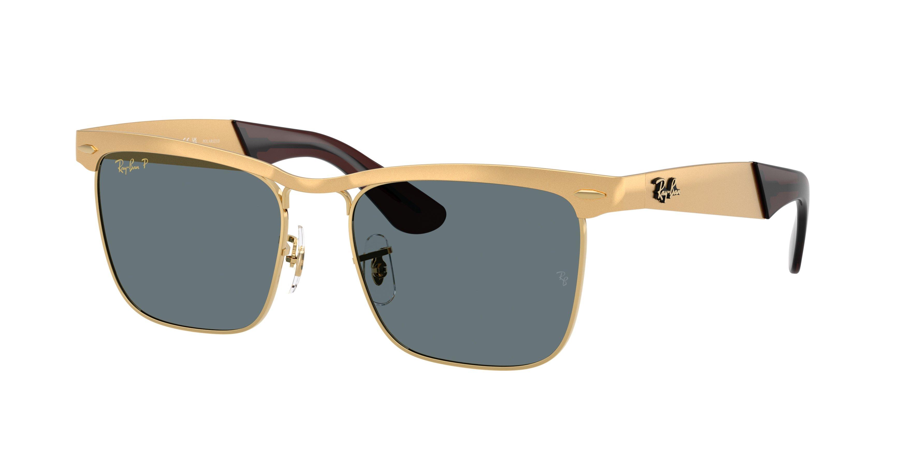 Ray-Ban Wayfarer Deluxe Dark Blue Sunglasses - Matte Gold - GOLD/DARK BLUE Thumbnail View 1