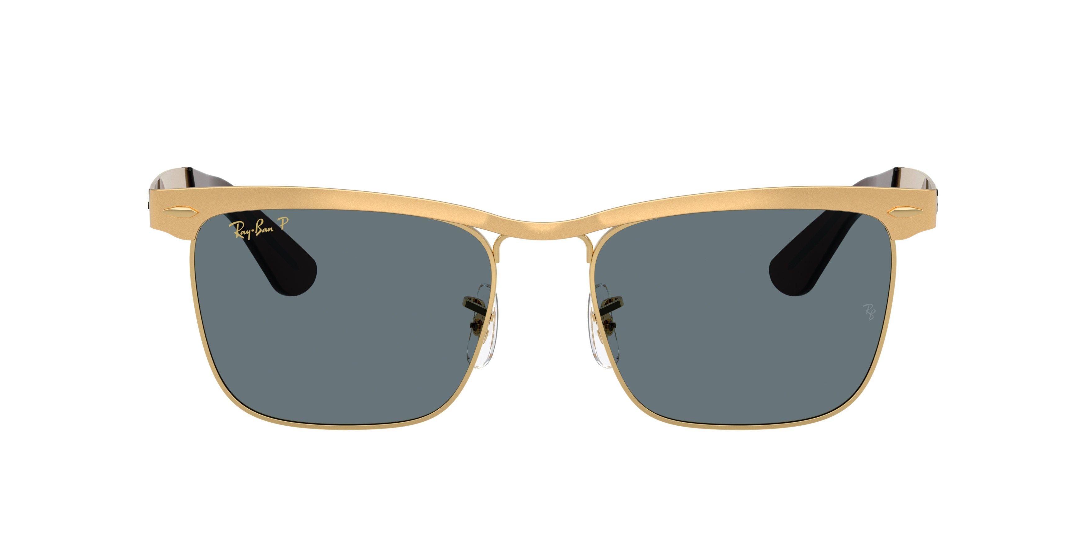 Ray-Ban Wayfarer Deluxe Dark Blue Sunglasses - Matte Gold - GOLD/DARK BLUE Thumbnail View 3