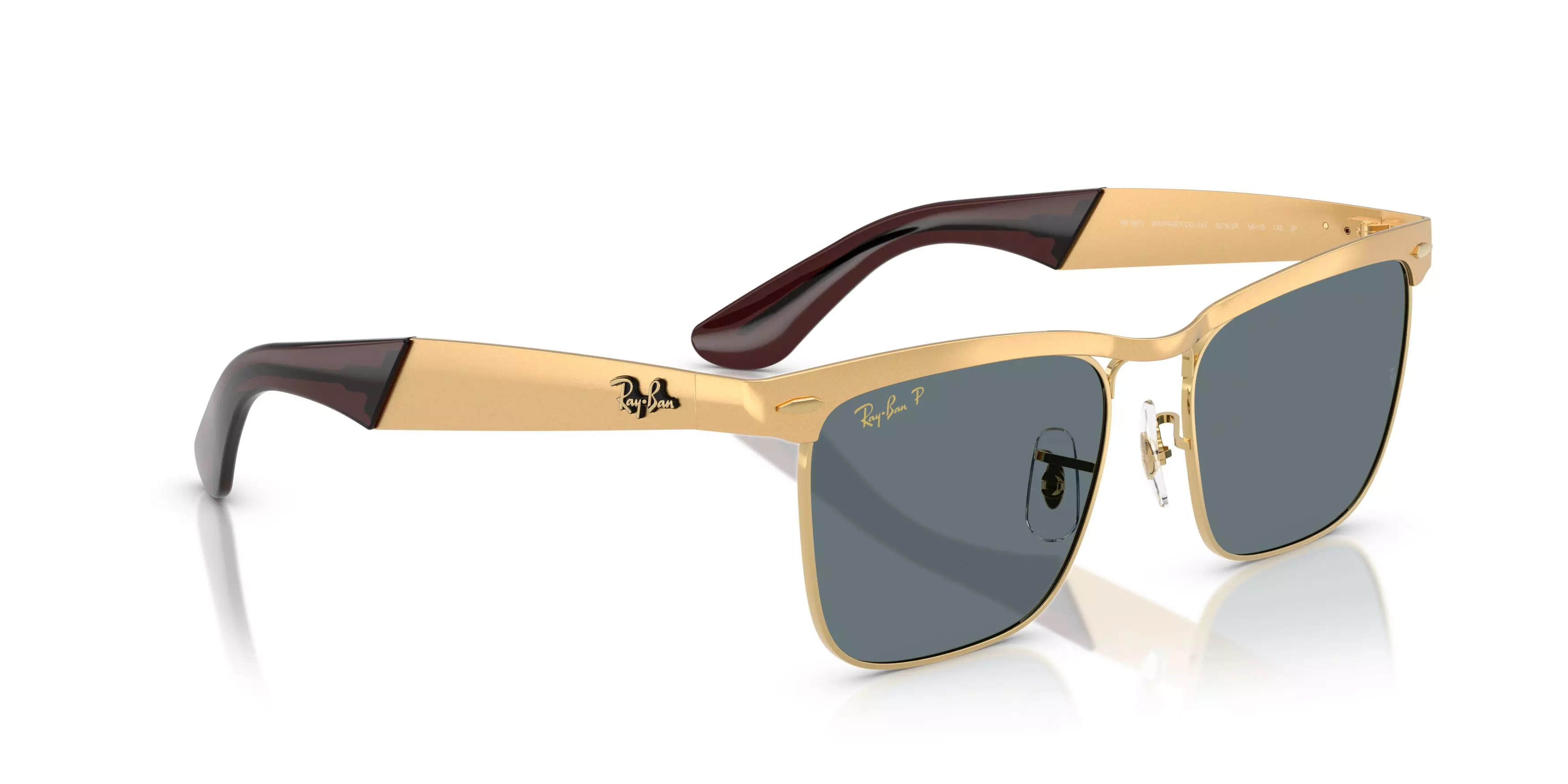 Ray-Ban Wayfarer Deluxe Dark Blue Sunglasses - Matte Gold - GOLD/DARK BLUE