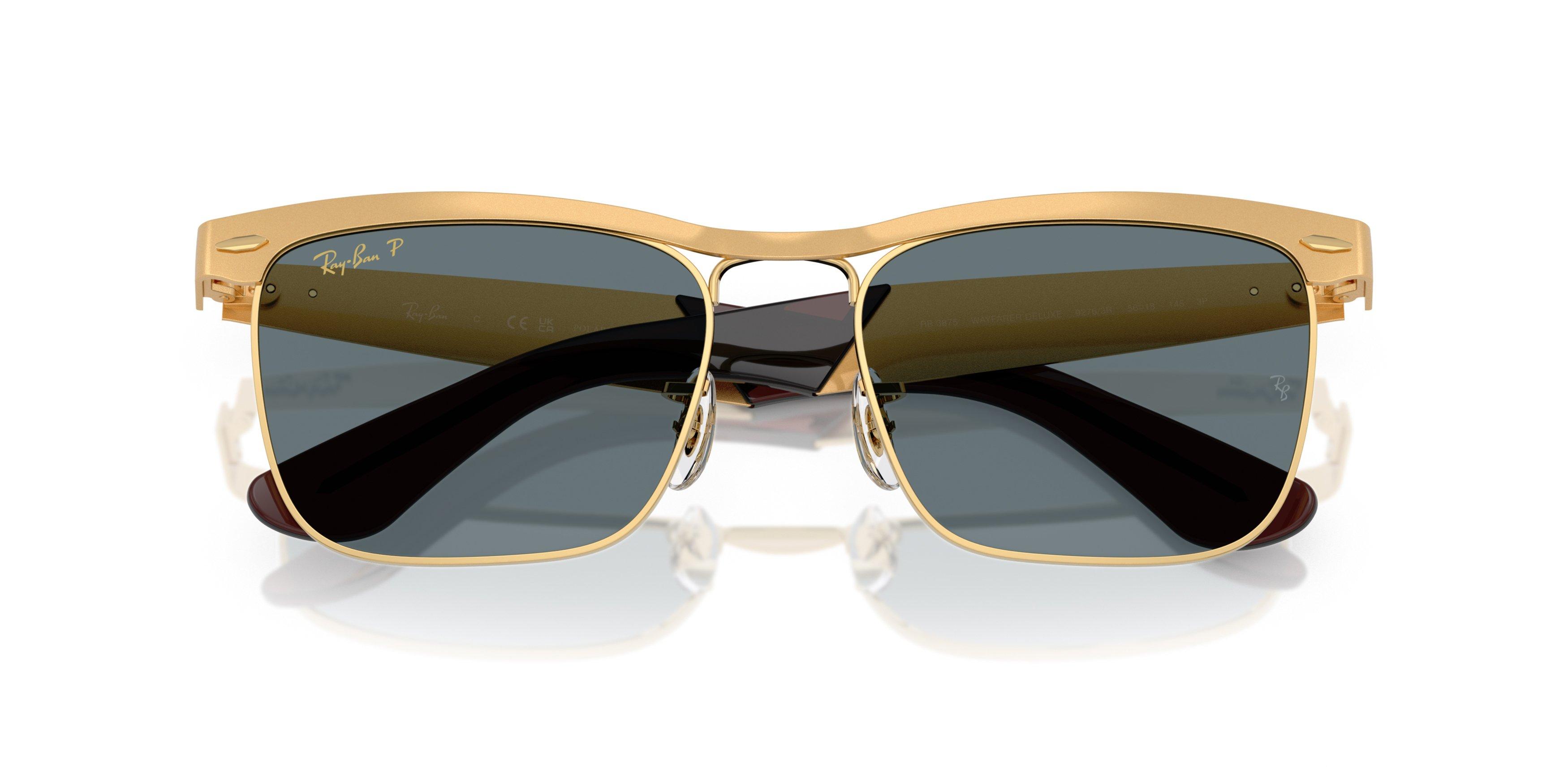 Ray-Ban Wayfarer Deluxe Dark Blue Sunglasses - Matte Gold - GOLD/DARK BLUE Thumbnail View 5