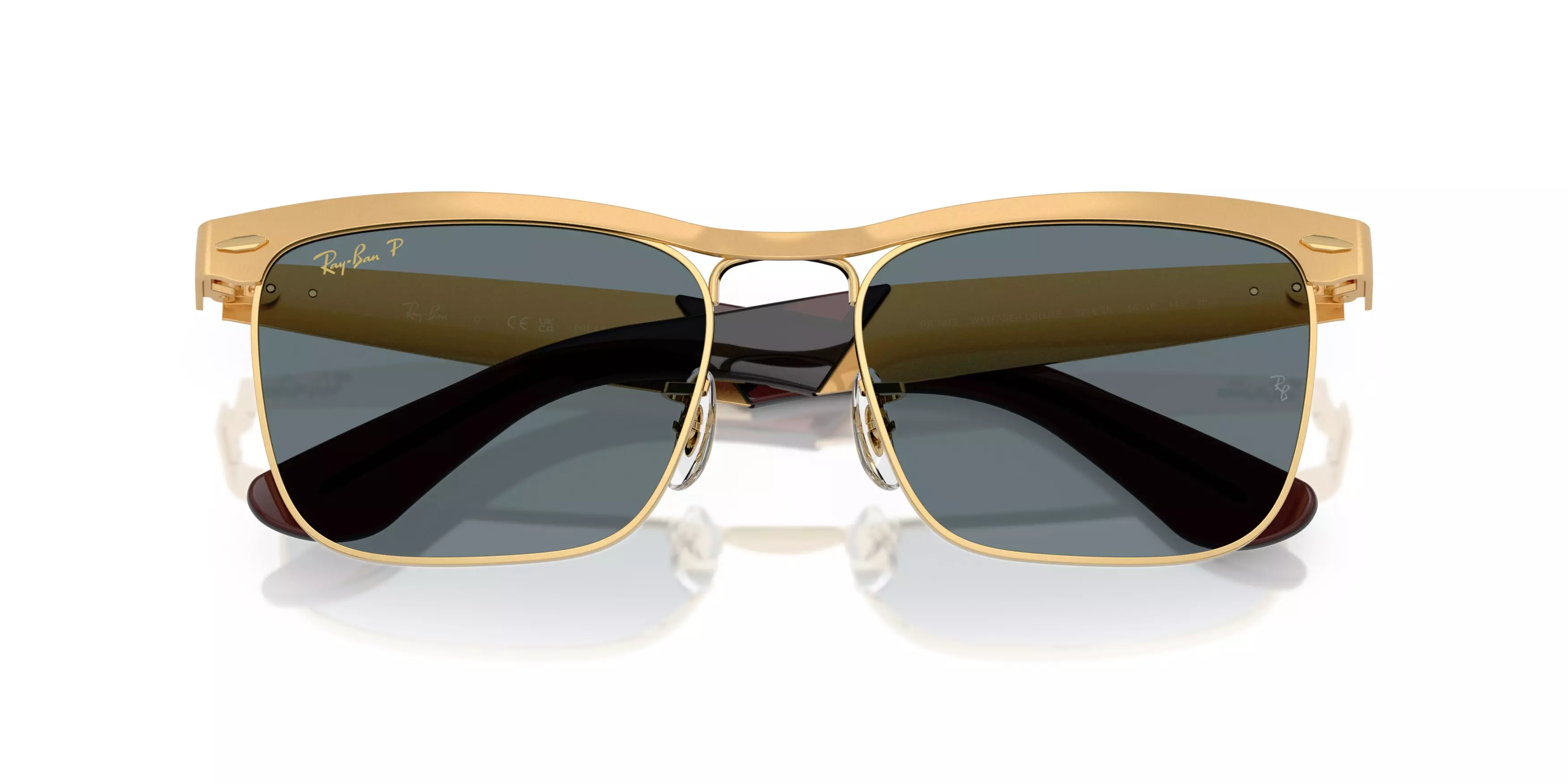 Ray-Ban Wayfarer Deluxe Dark Blue Sunglasses - Matte Gold - GOLD/DARK BLUE