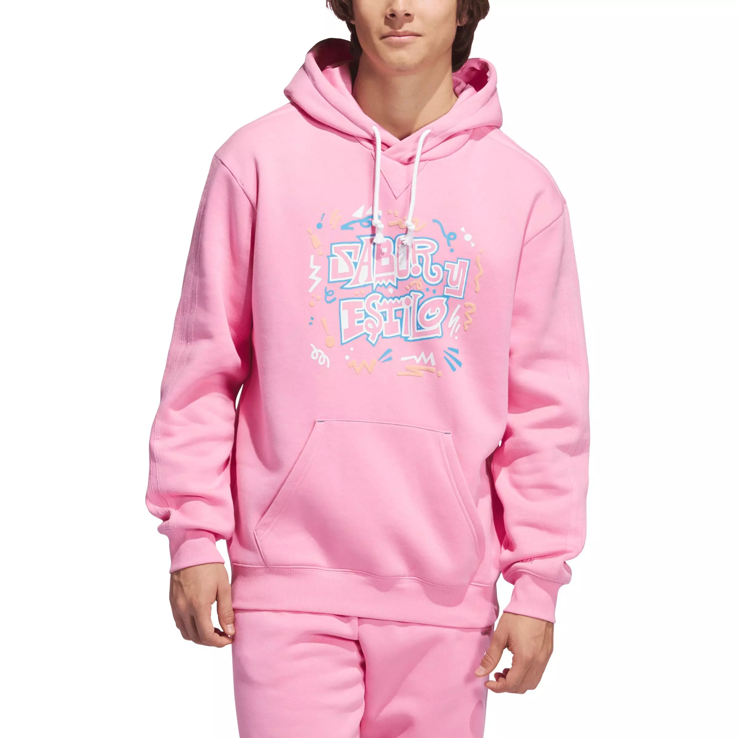 adidas Men's Sportswear ALL SZN Hispanic Heritage Fleece Hoodie -Lt Pink - LT PINK