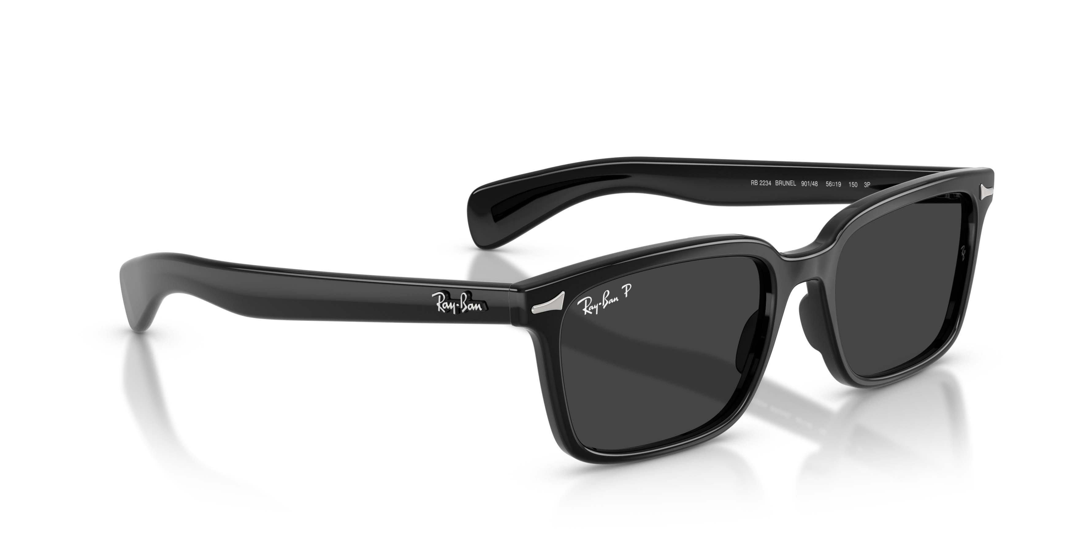 Ray-Ban Brunel Black Polarized Sunglasses - Black - BLACK