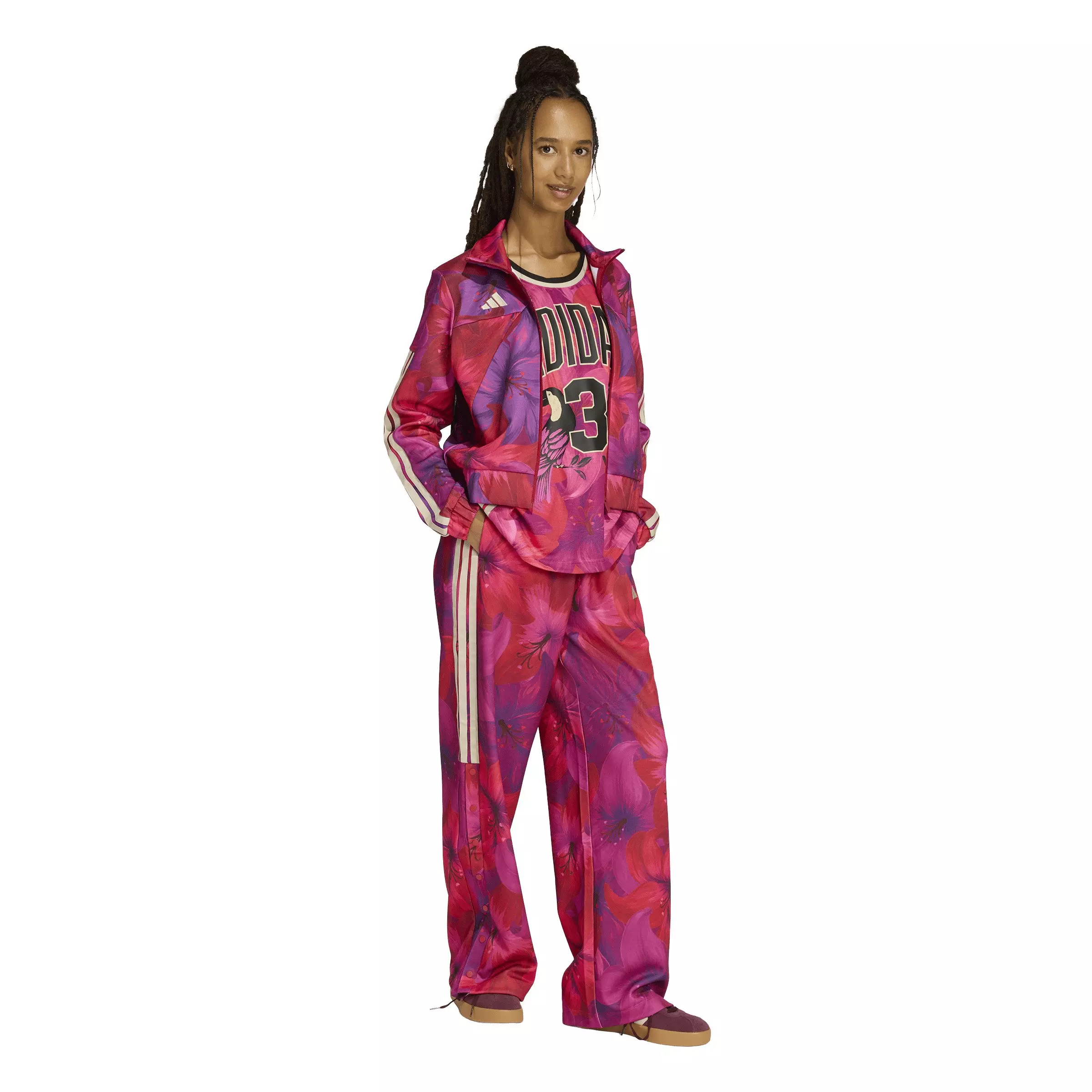 adidas Women's x FARM Rio House of Tiro Track Pants - Pink/Red - PINK/RED