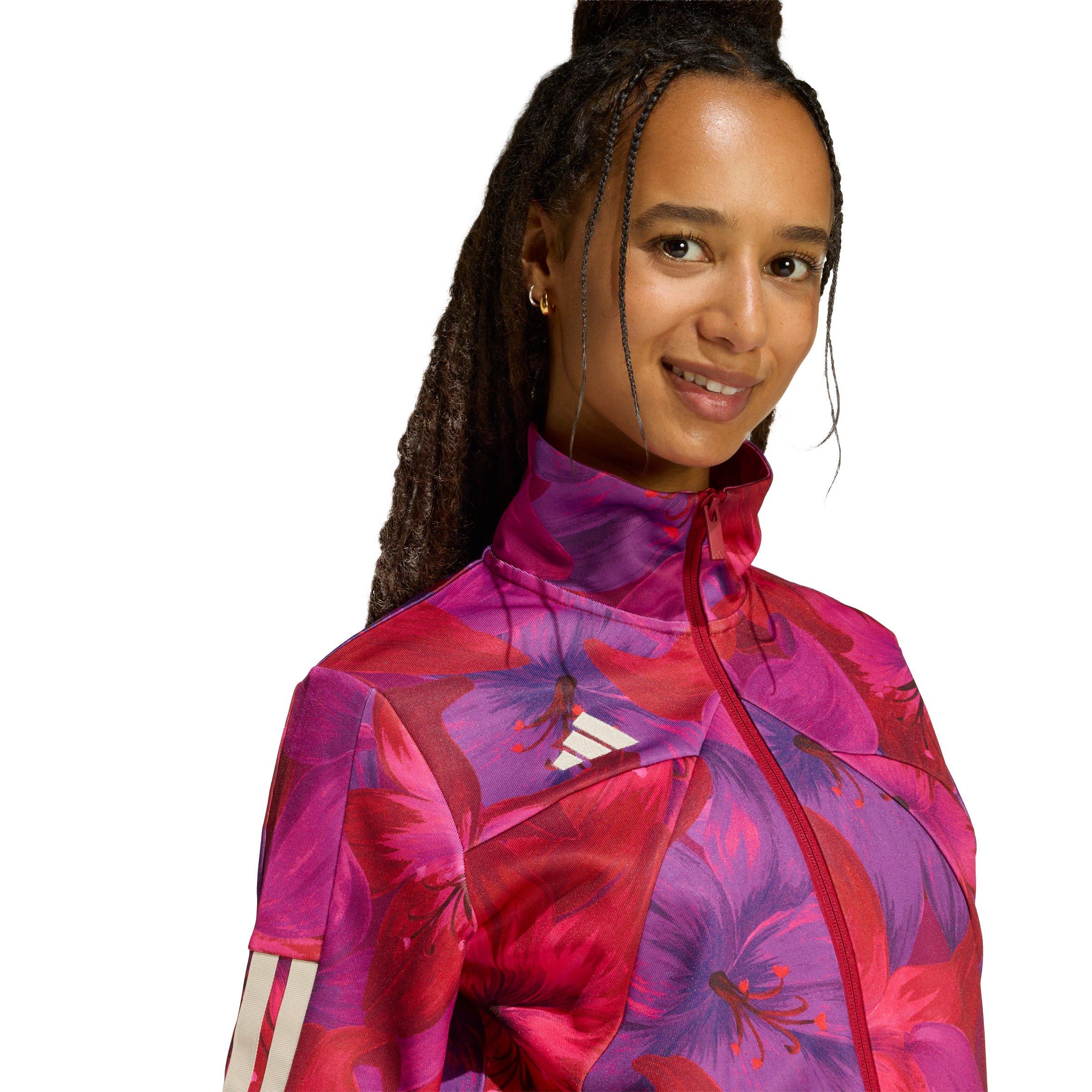 adidas Women's x FARM Rio House of Tiro Track Top - Pink/Red - PINK/RED Thumbnail View 3