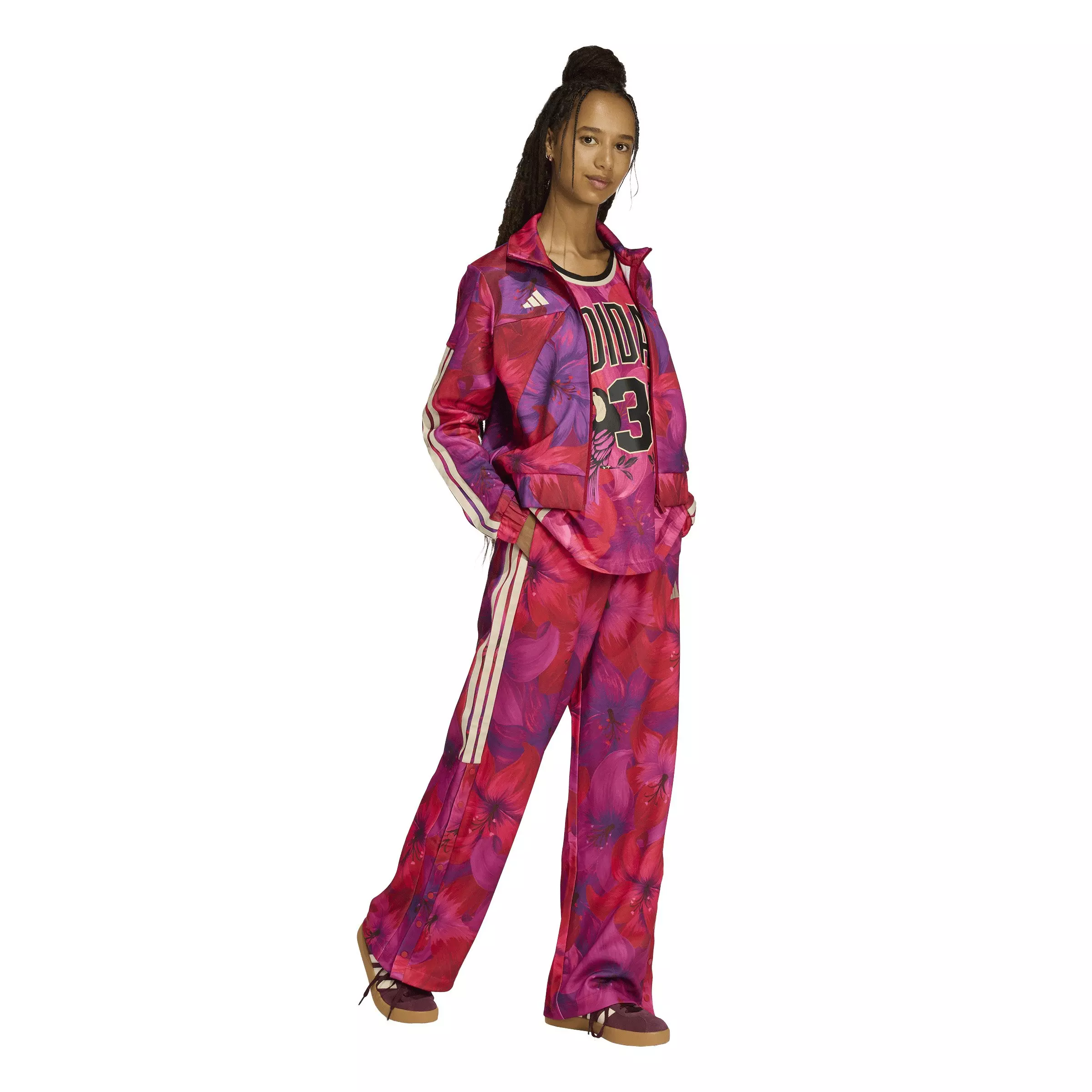 adidas Women's x FARM Rio House of Tiro Track Top - Pink/Red - PINK/RED