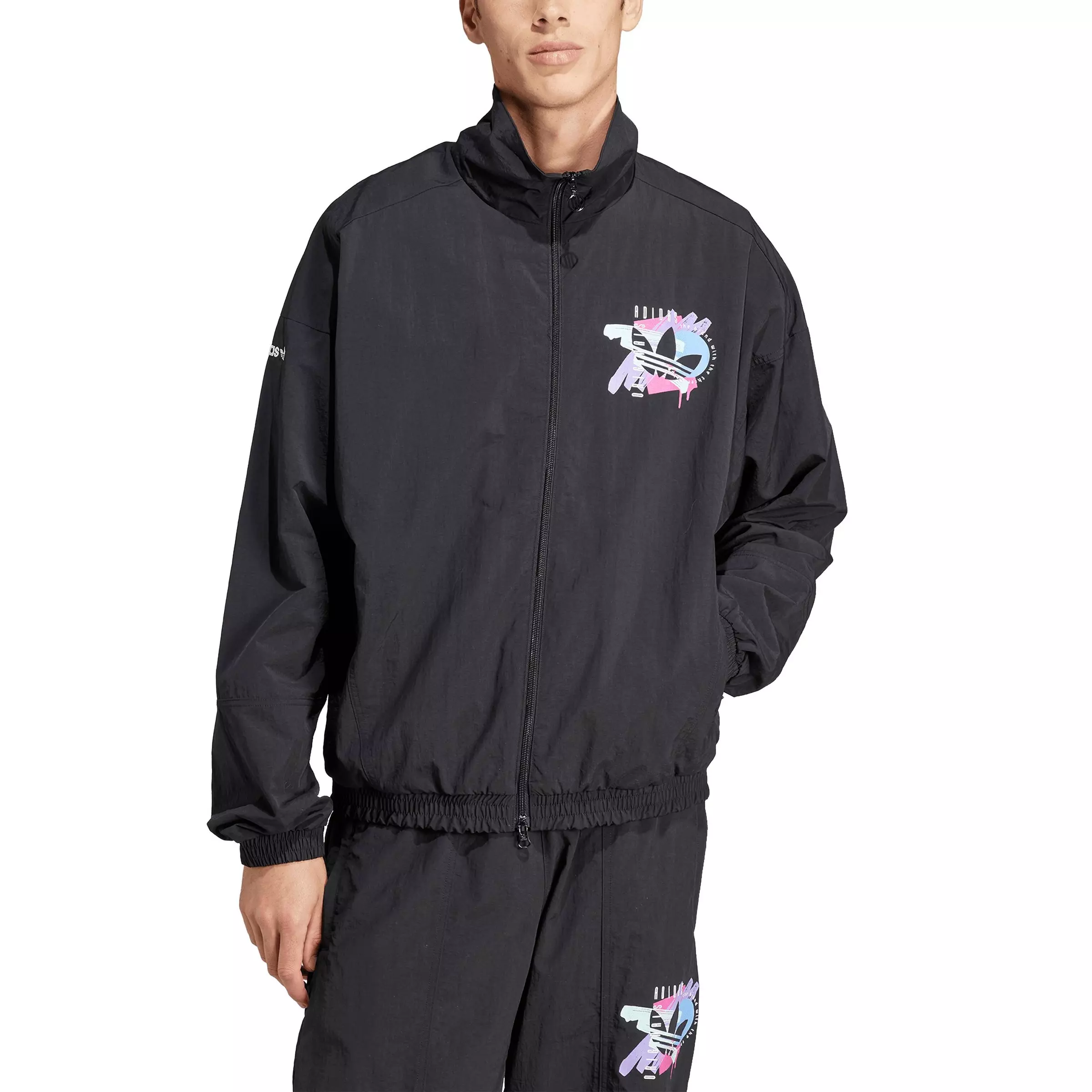adidas Originals Men's Retro Lifestyle Track Top -Black - BLACK