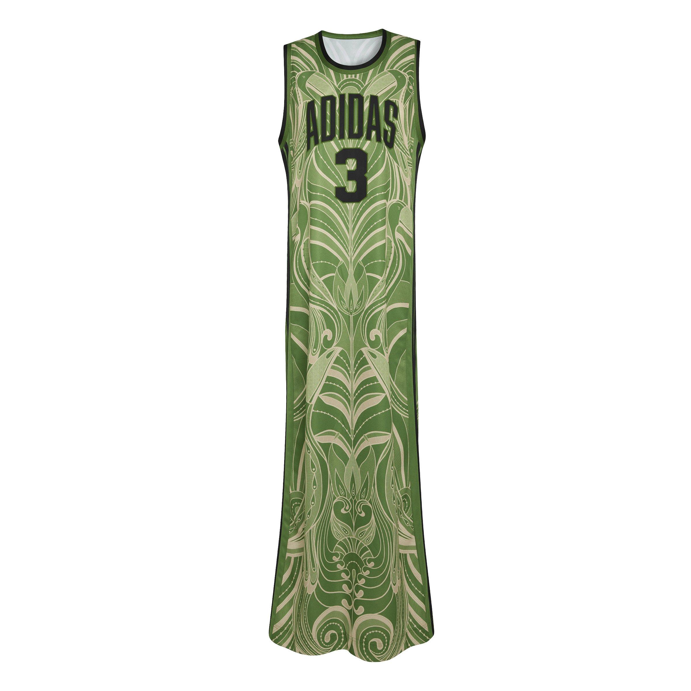 adidas Women's x FARM Rio Premium Dress - Green/Black - GREEN/BLACK Thumbnail View 6