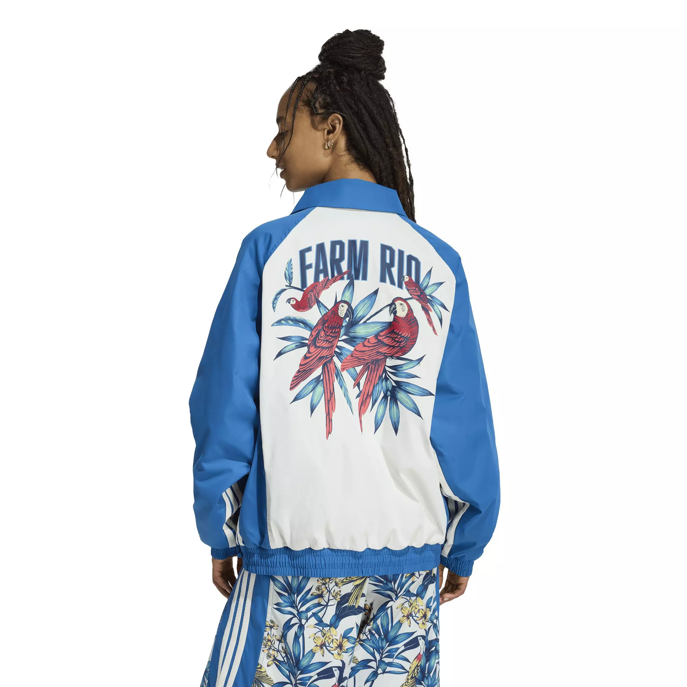 adidas Women's x FARM Rio Premium Jacket - Blue/White - BLUE/WHITE