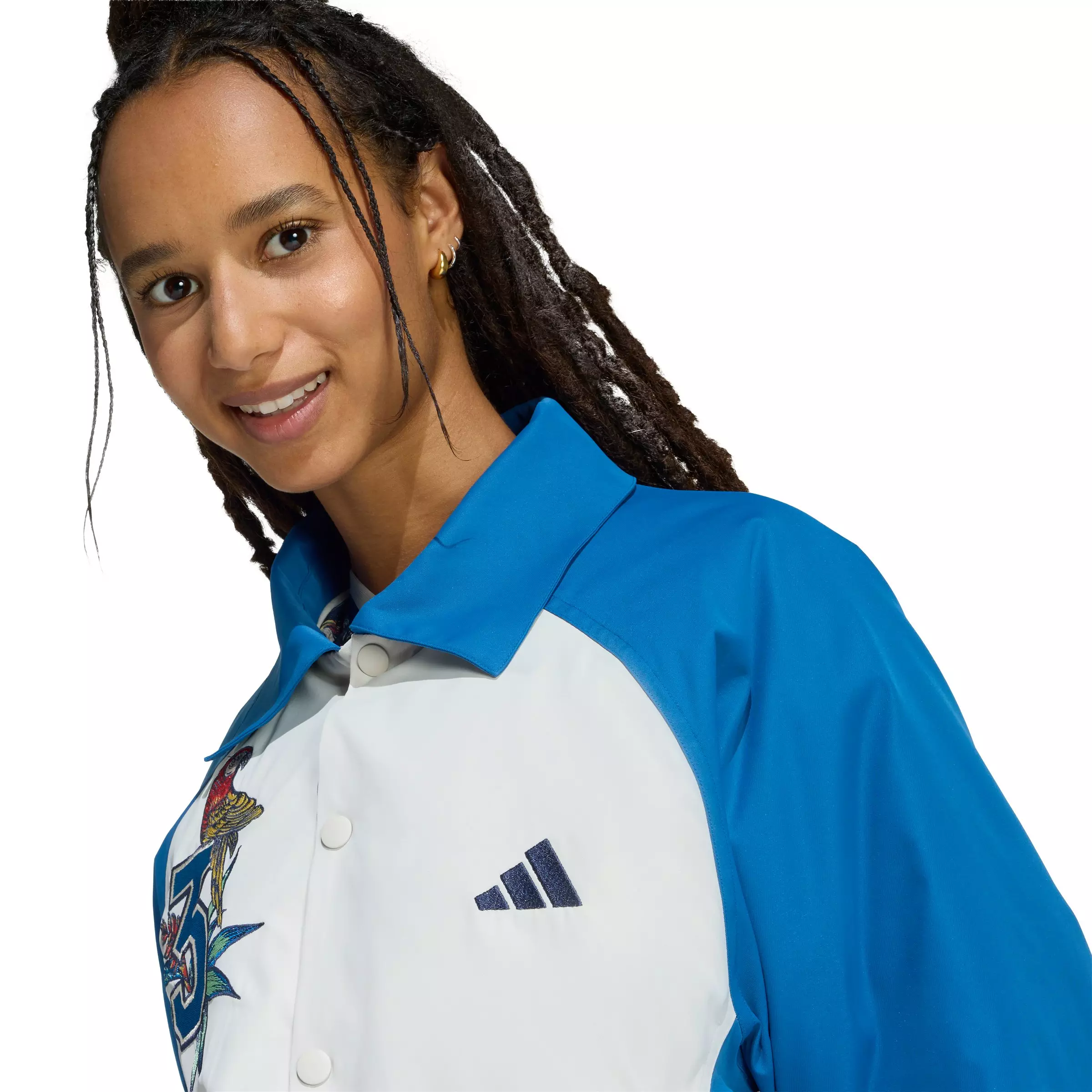 adidas Women's x FARM Rio Premium Jacket - Blue/White - BLUE/WHITE