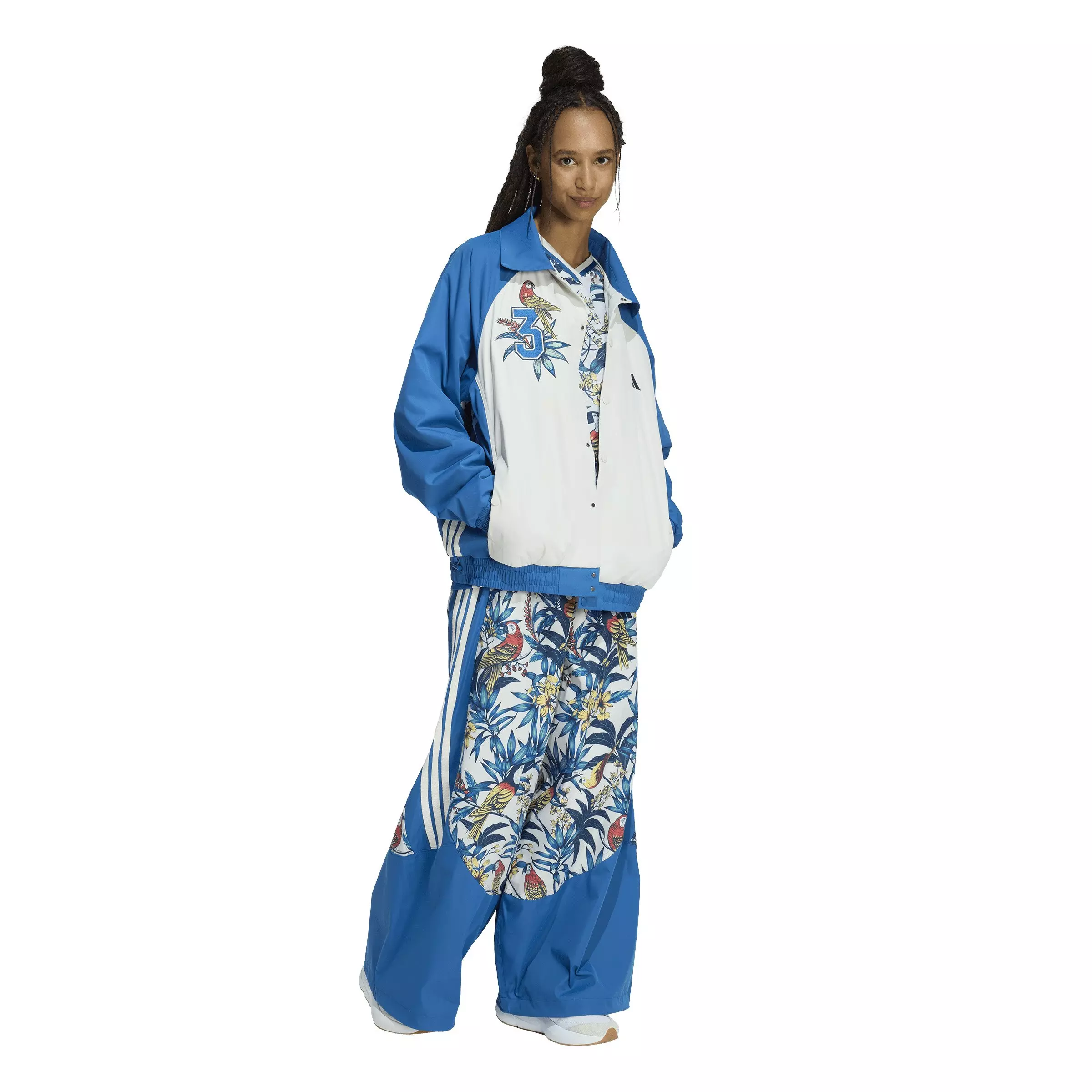 adidas Women's x FARM Rio Premium Jacket - Blue/White - BLUE/WHITE