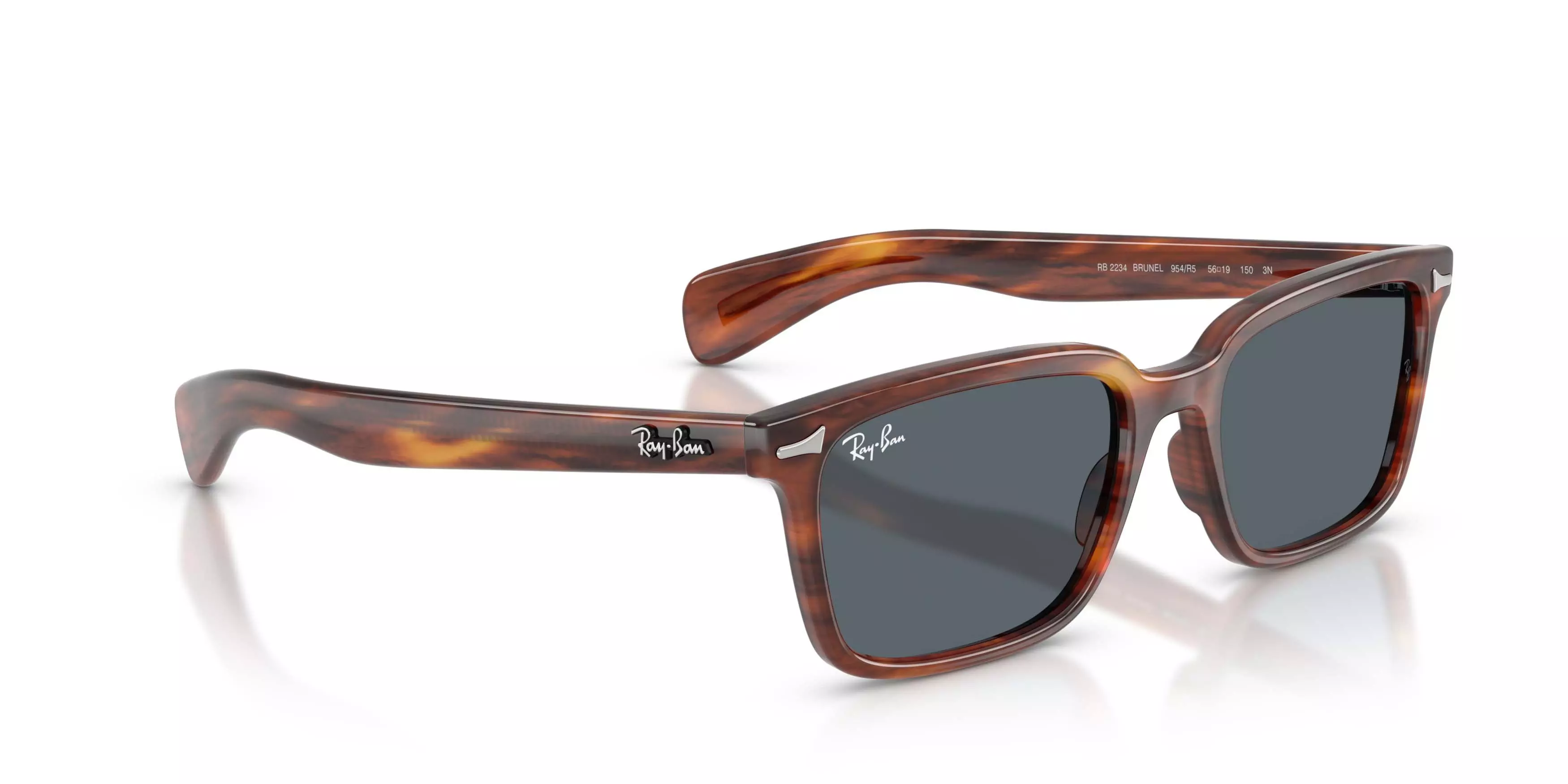 Ray-Ban Brunel Blue Sunglasses - Striped Havana - BROWN/BLUE