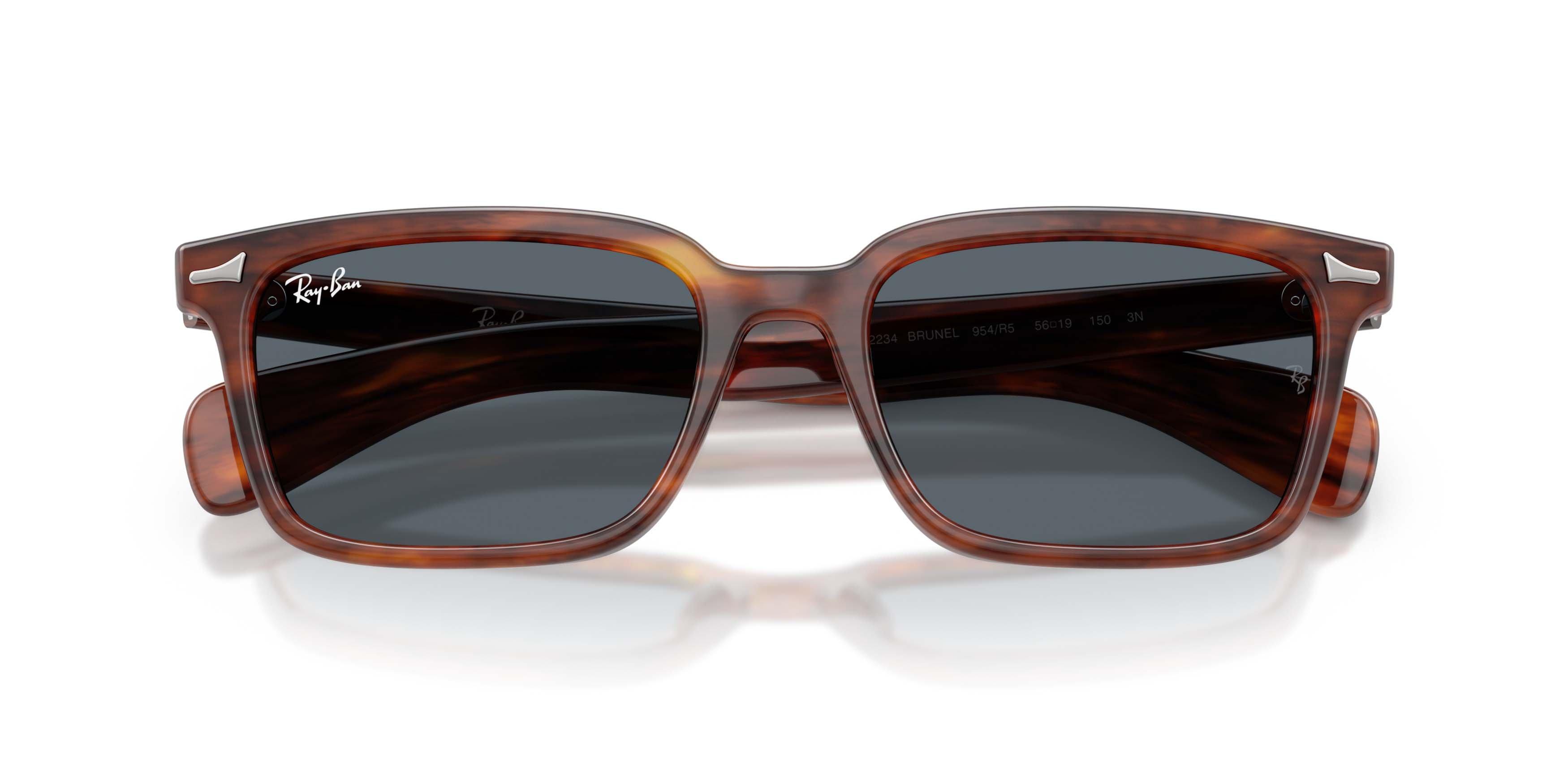 Ray-Ban Brunel Blue Sunglasses - Striped Havana - BROWN/BLUE