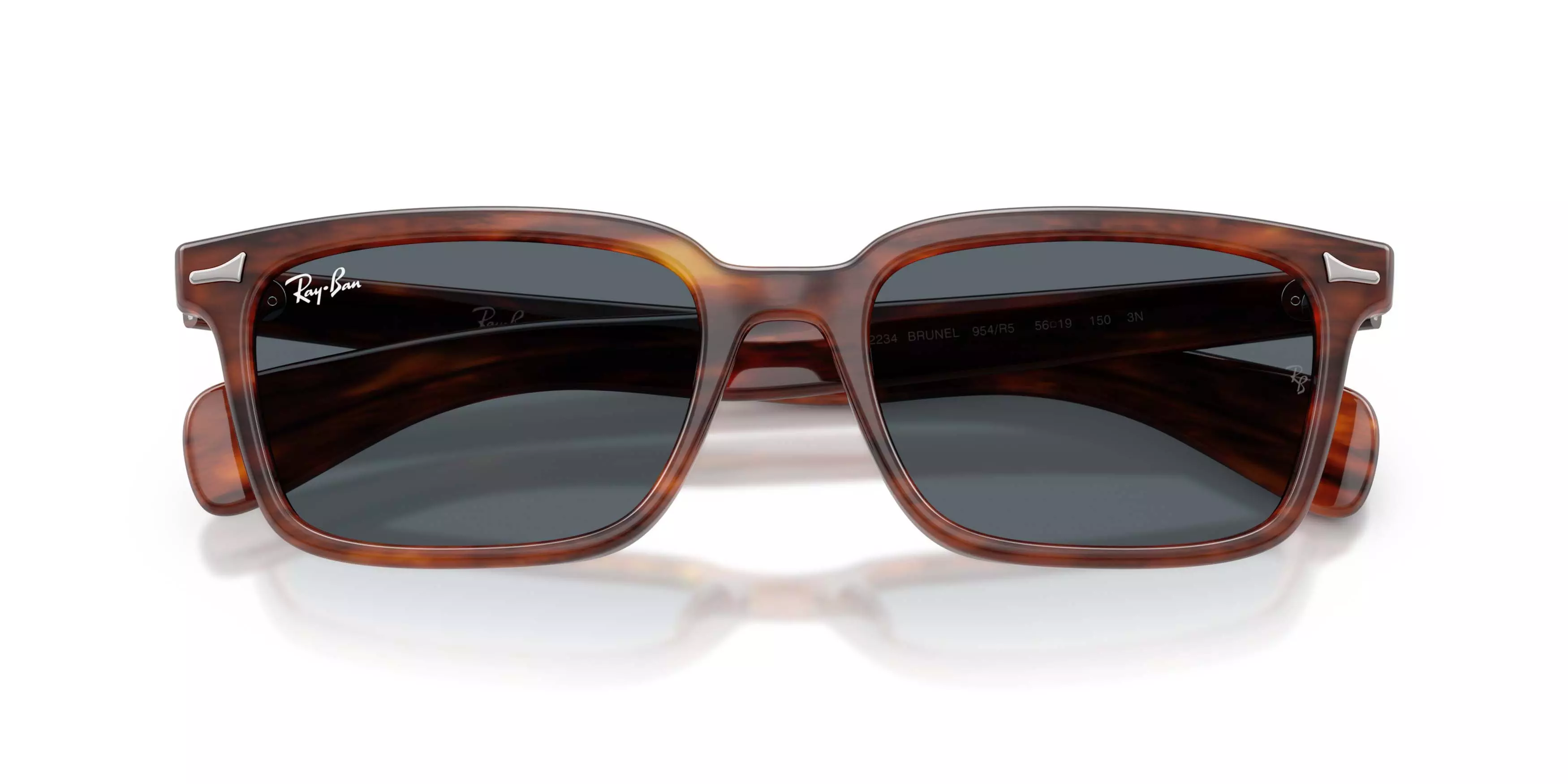 Ray-Ban Brunel Blue Sunglasses - Striped Havana - BROWN/BLUE