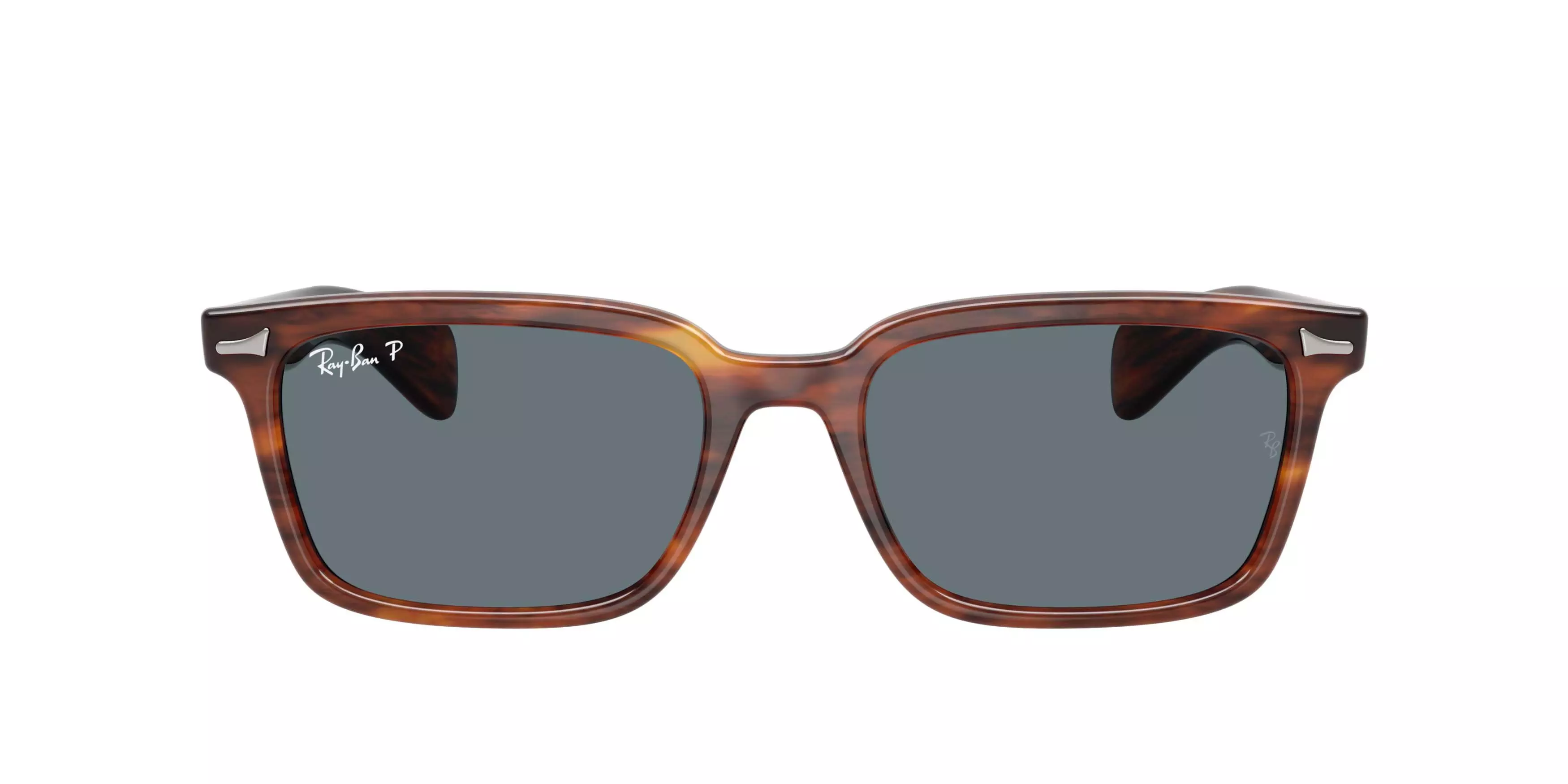 Ray-Ban Brunel Dark Blue Polarized Sunglasses - Striped Havana - BROWN/DARK BLUE