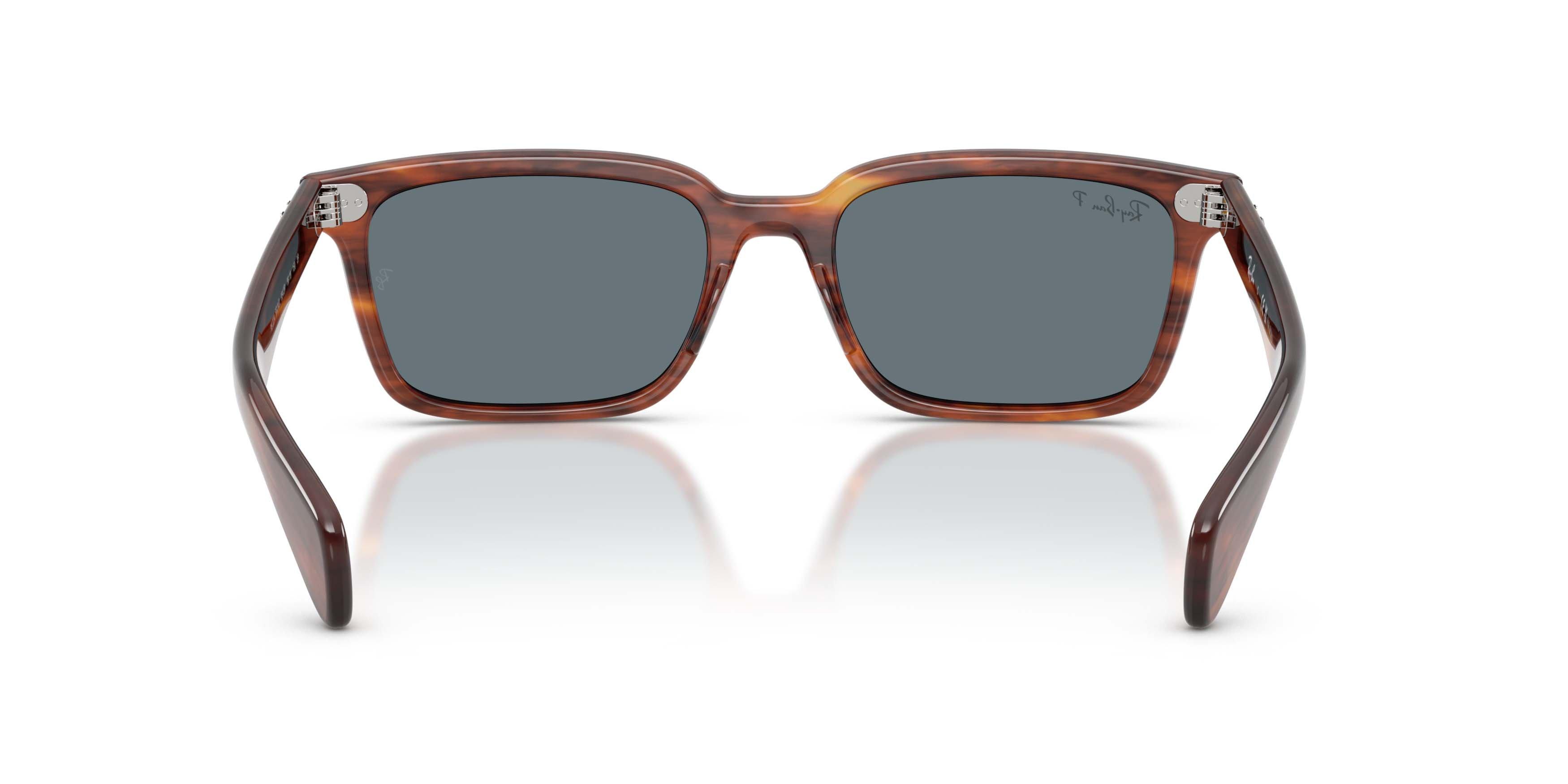 Ray-Ban Brunel Dark Blue Polarized Sunglasses - Striped Havana - BROWN/DARK BLUE