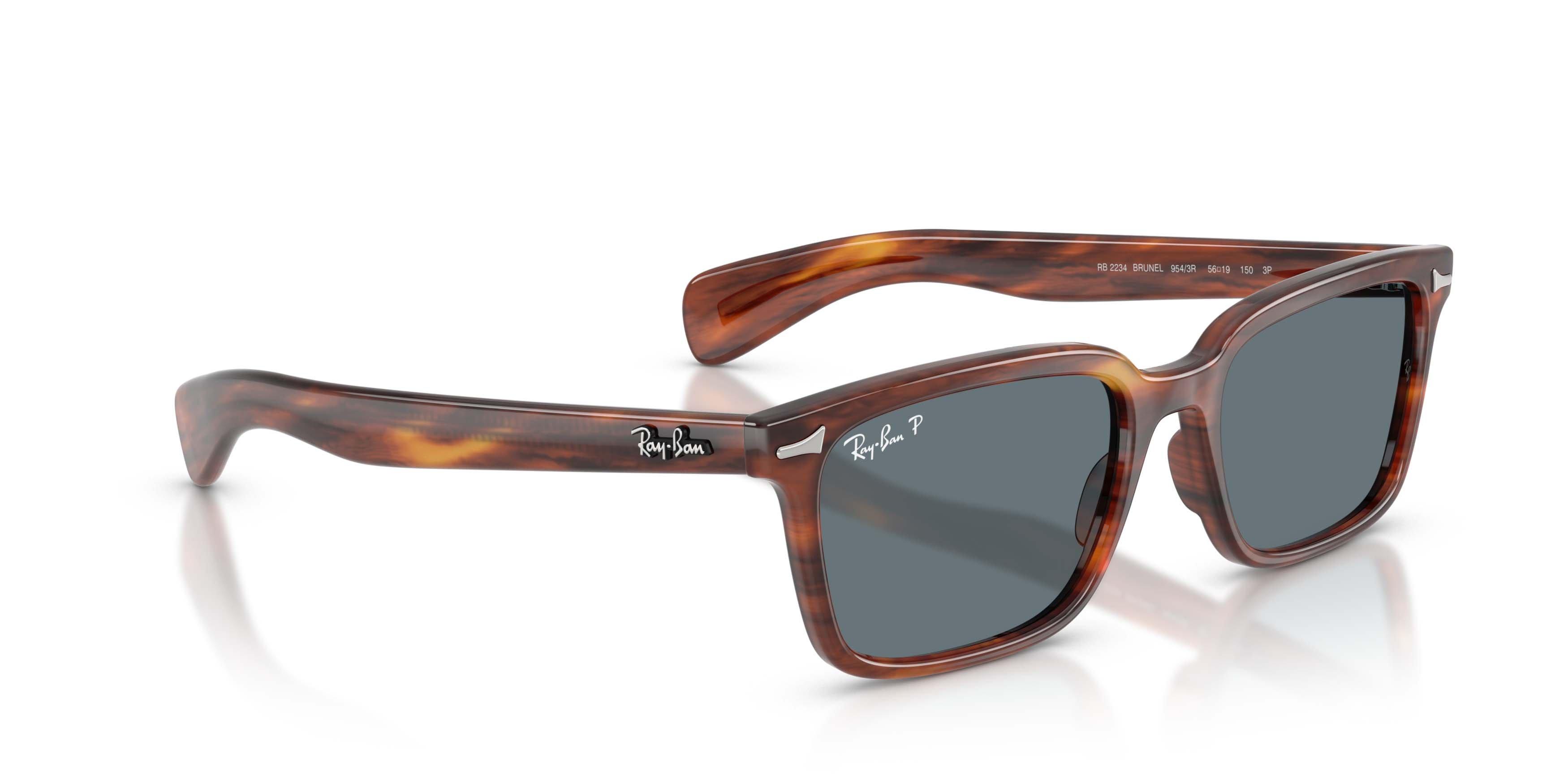 Ray-Ban Brunel Dark Blue Polarized Sunglasses - Striped Havana - BROWN/DARK BLUE