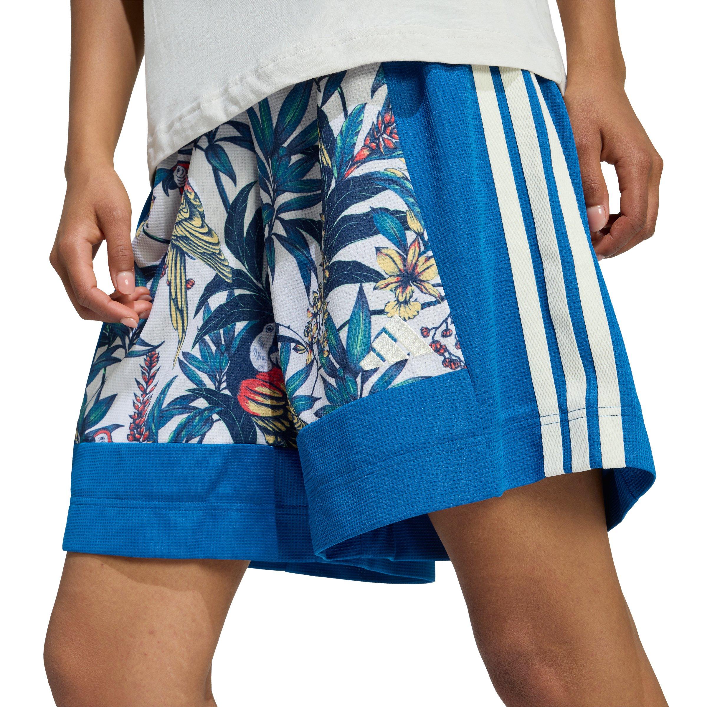 adidas Women's x FARM Rio Premium Shorts - Blue/White - BLUE/WHITE Thumbnail View 4