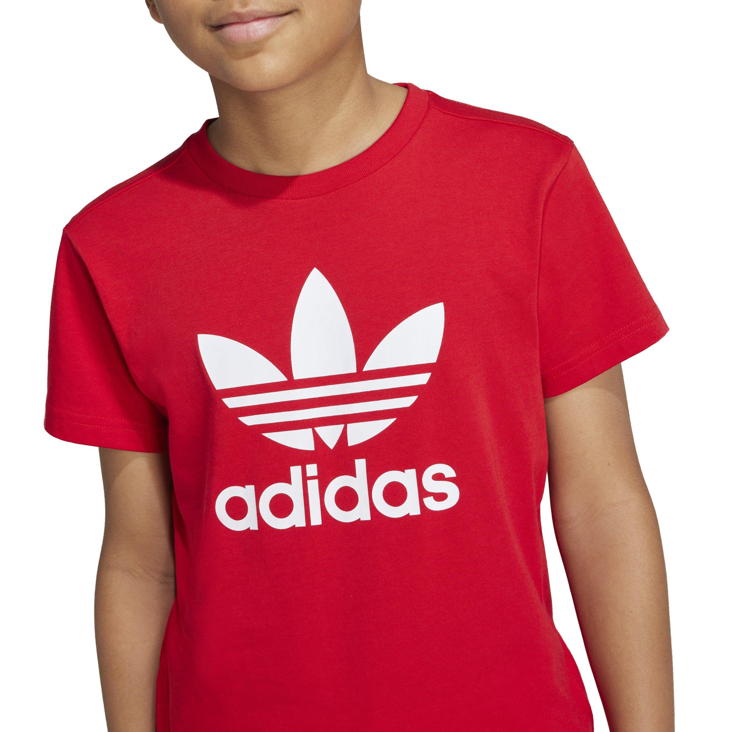 adidas Originals Big Kids' 3-Stripes T-Shirt - Red - RED