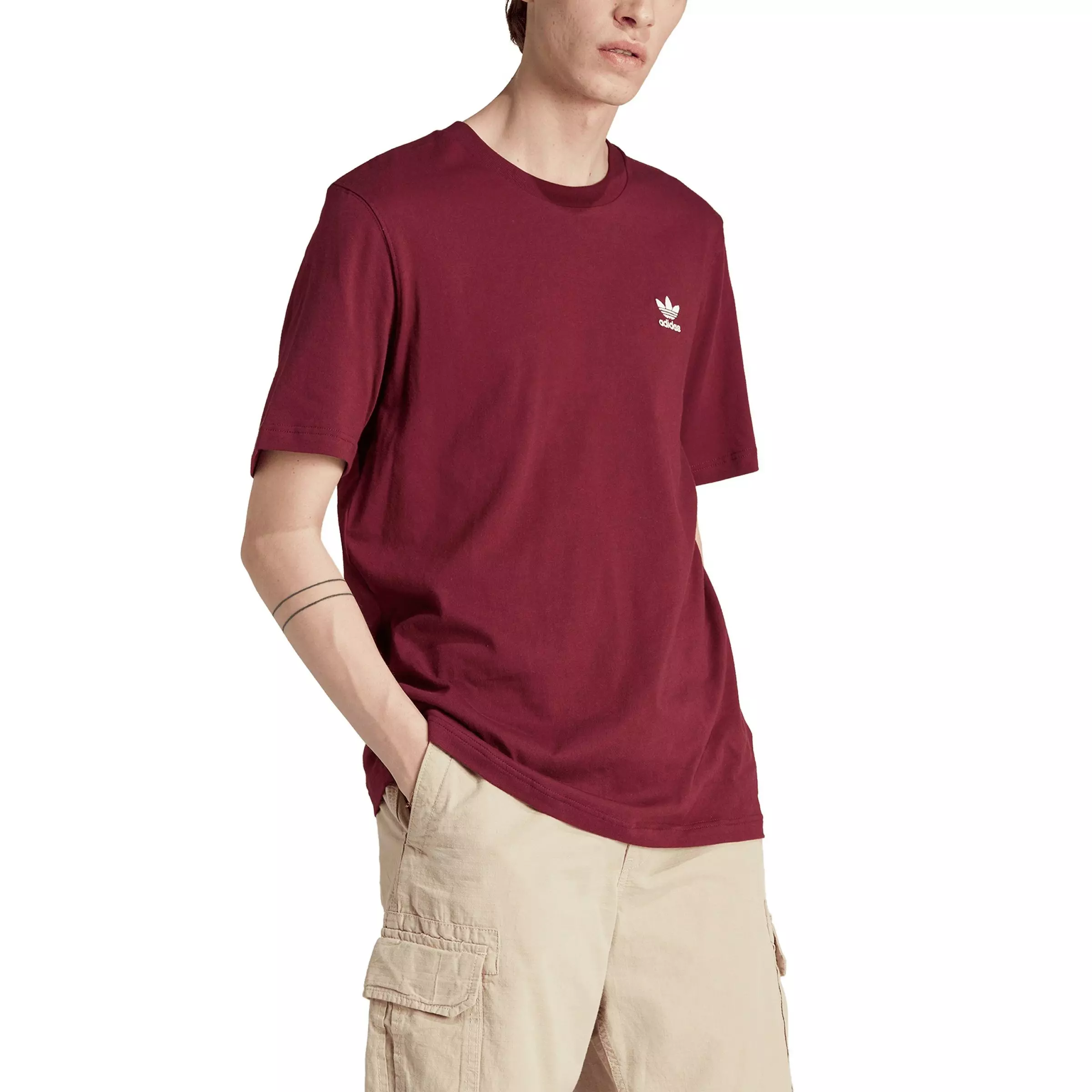 adidas Originals Men's Trefoil Essentials T-Shirt -Maroon - MAROON