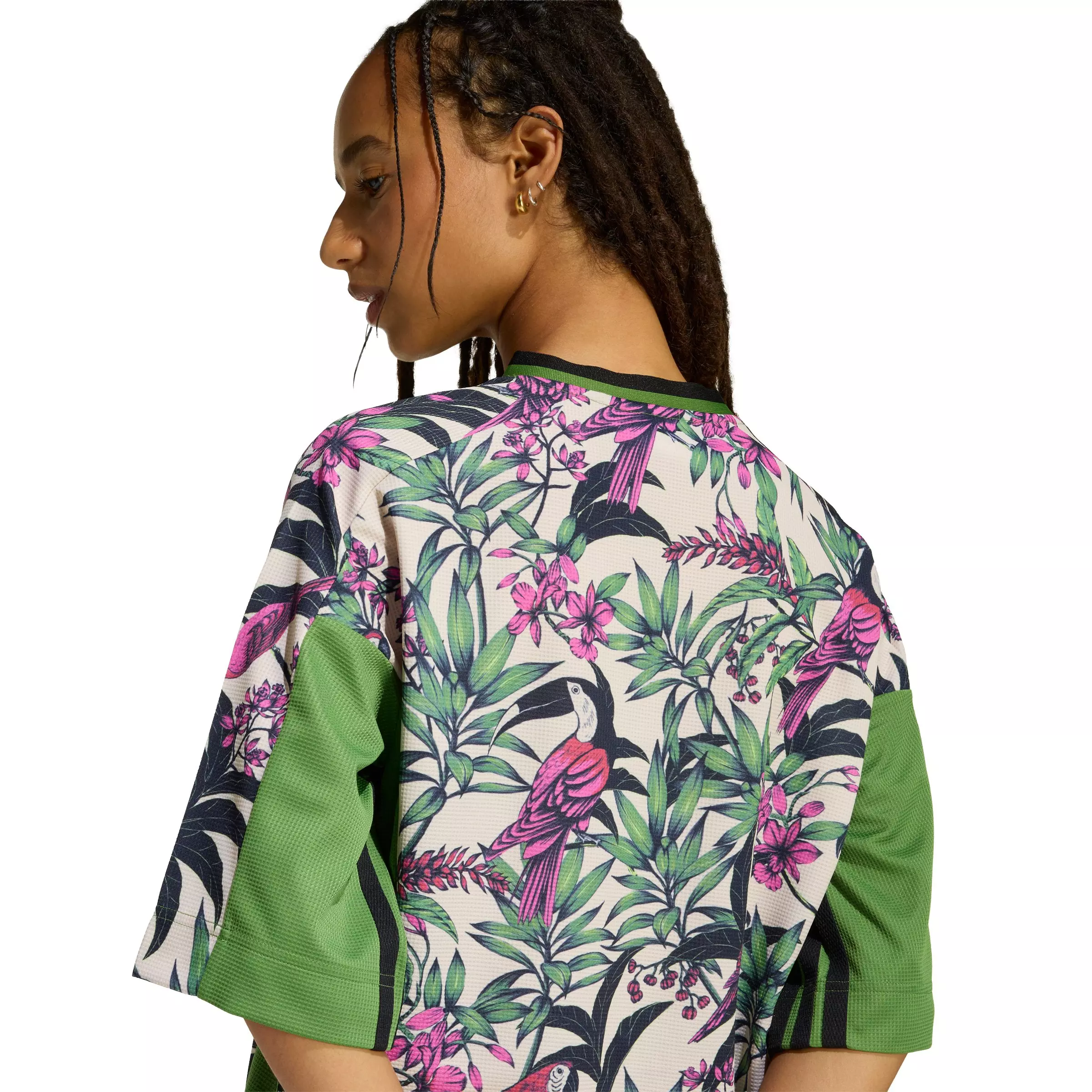 adidas Women's x FARM Rio Premium T-Shirt - Green/White - GREEN/WHITE