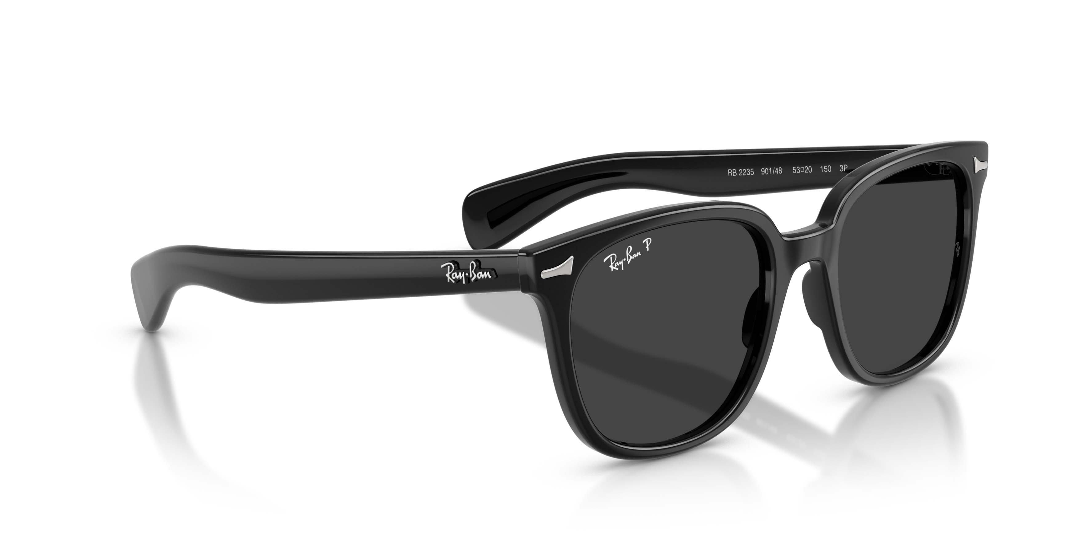 Ray-Ban Brunel II Black Polarized Sunglasses - Black - BLACK