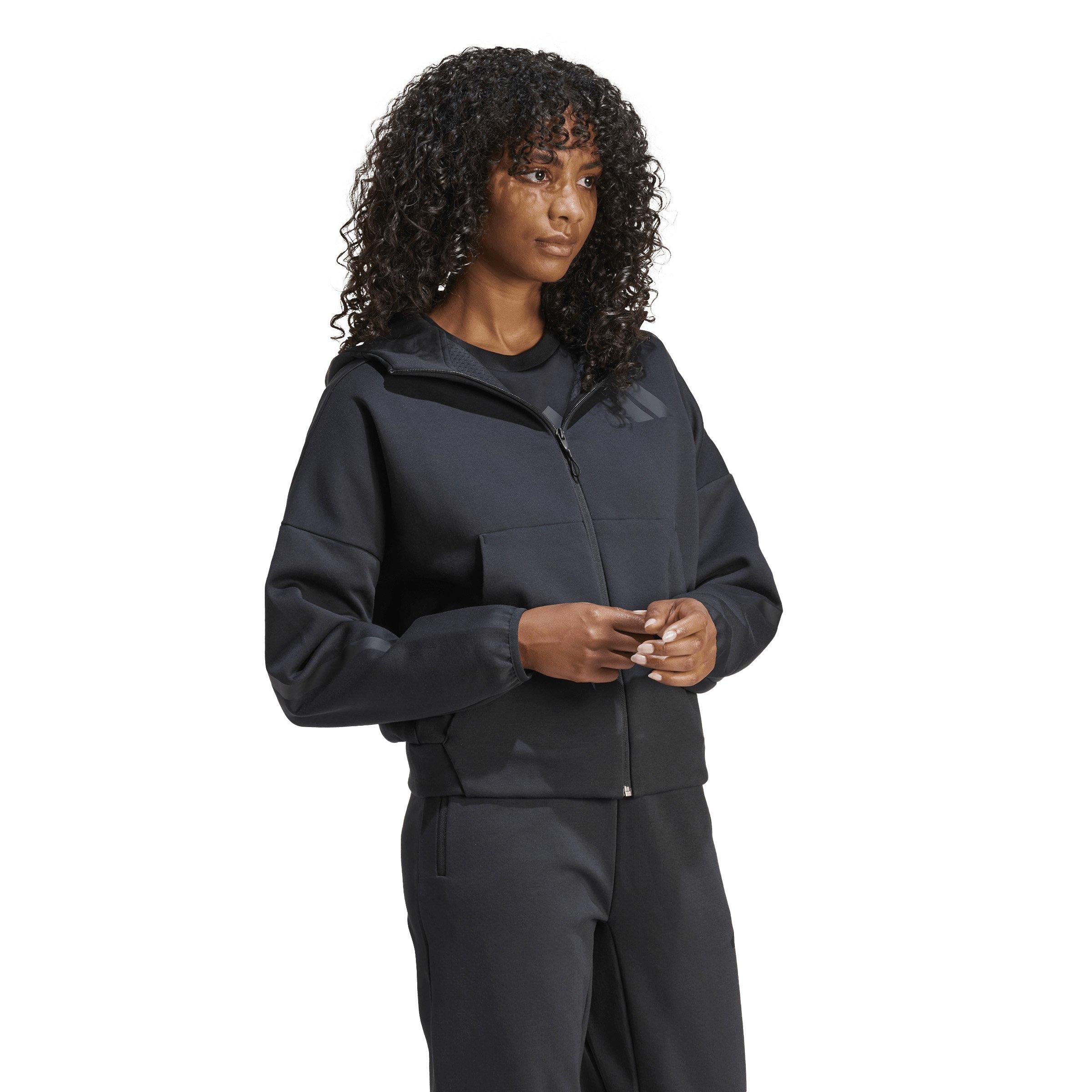 adidas Women's Z.N.E. Full-Zip Hooded Jacket - Black - BLACK Thumbnail View 5