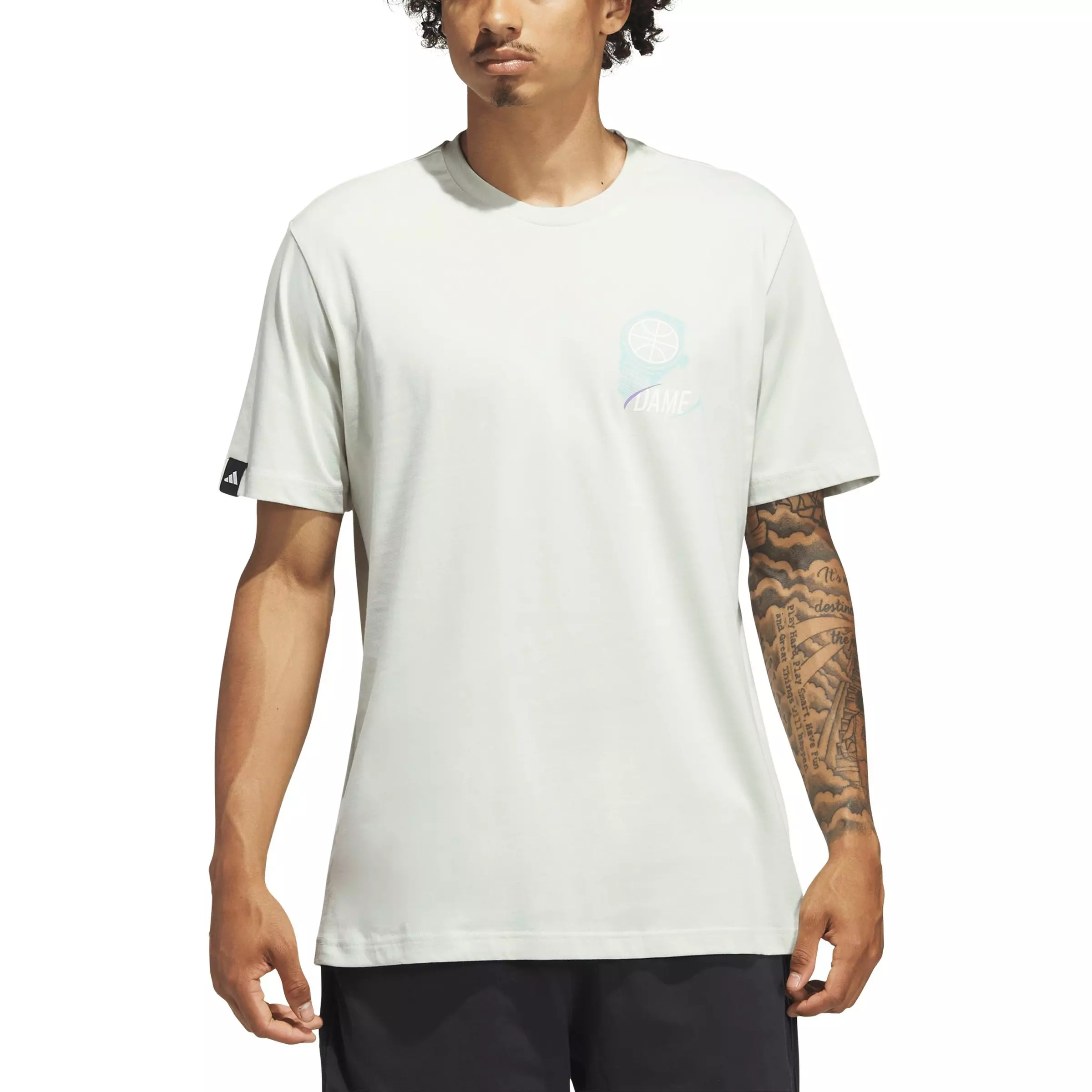 adidas Men's Damian Lillard Dametime Graphics Signature Basketball Graphic T-Shirt-Lt Green - LT GREEN