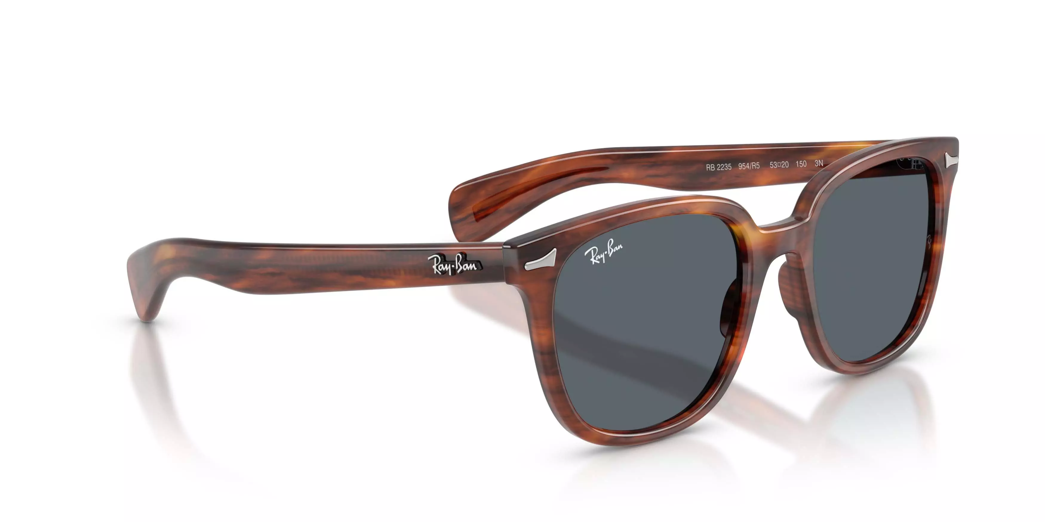 Ray-Ban Brunel II Blue Sunglasses - Striped Havana - BROWN/BLUE