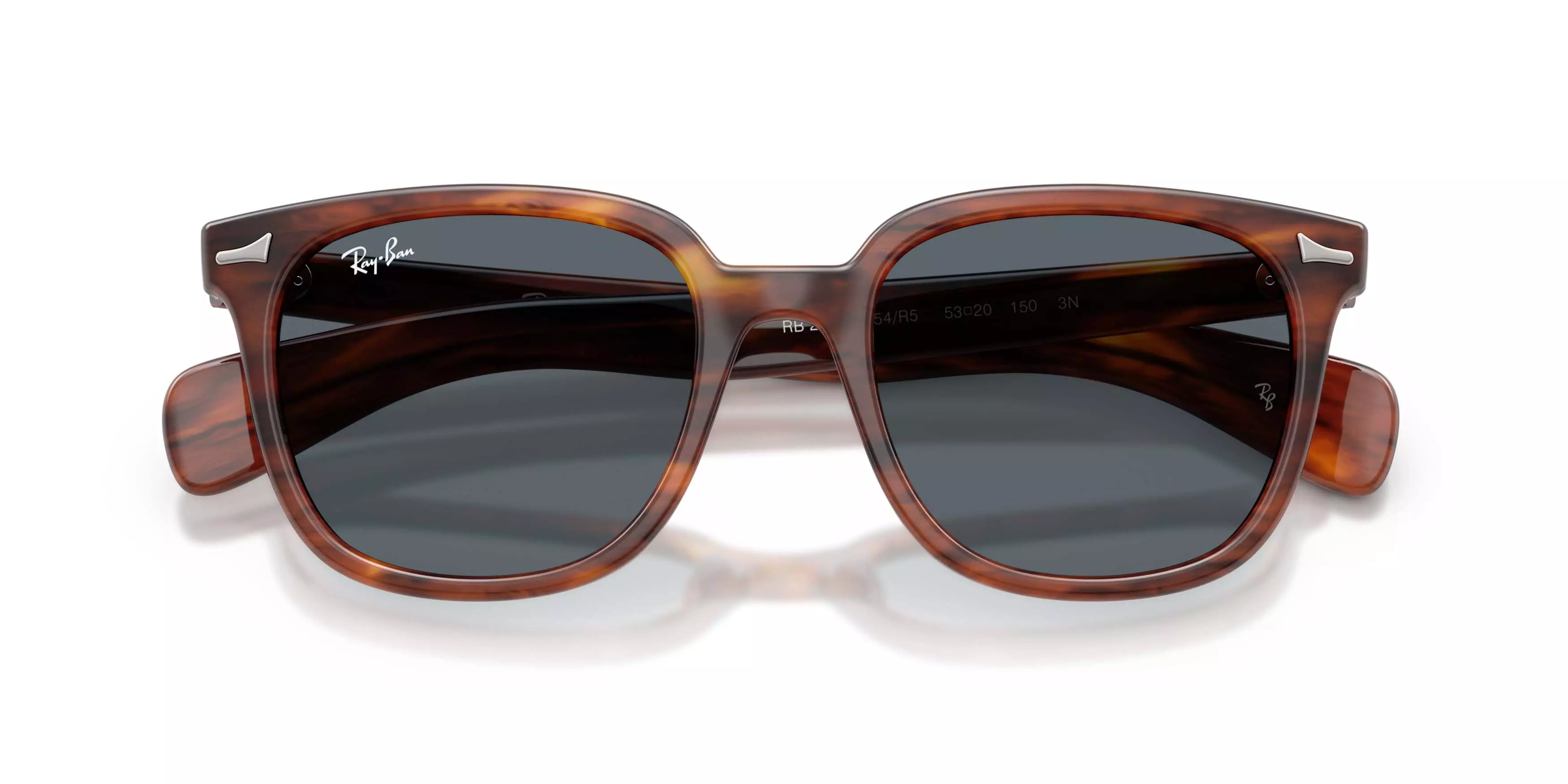 Ray-Ban Brunel II Blue Sunglasses - Striped Havana - BROWN/BLUE