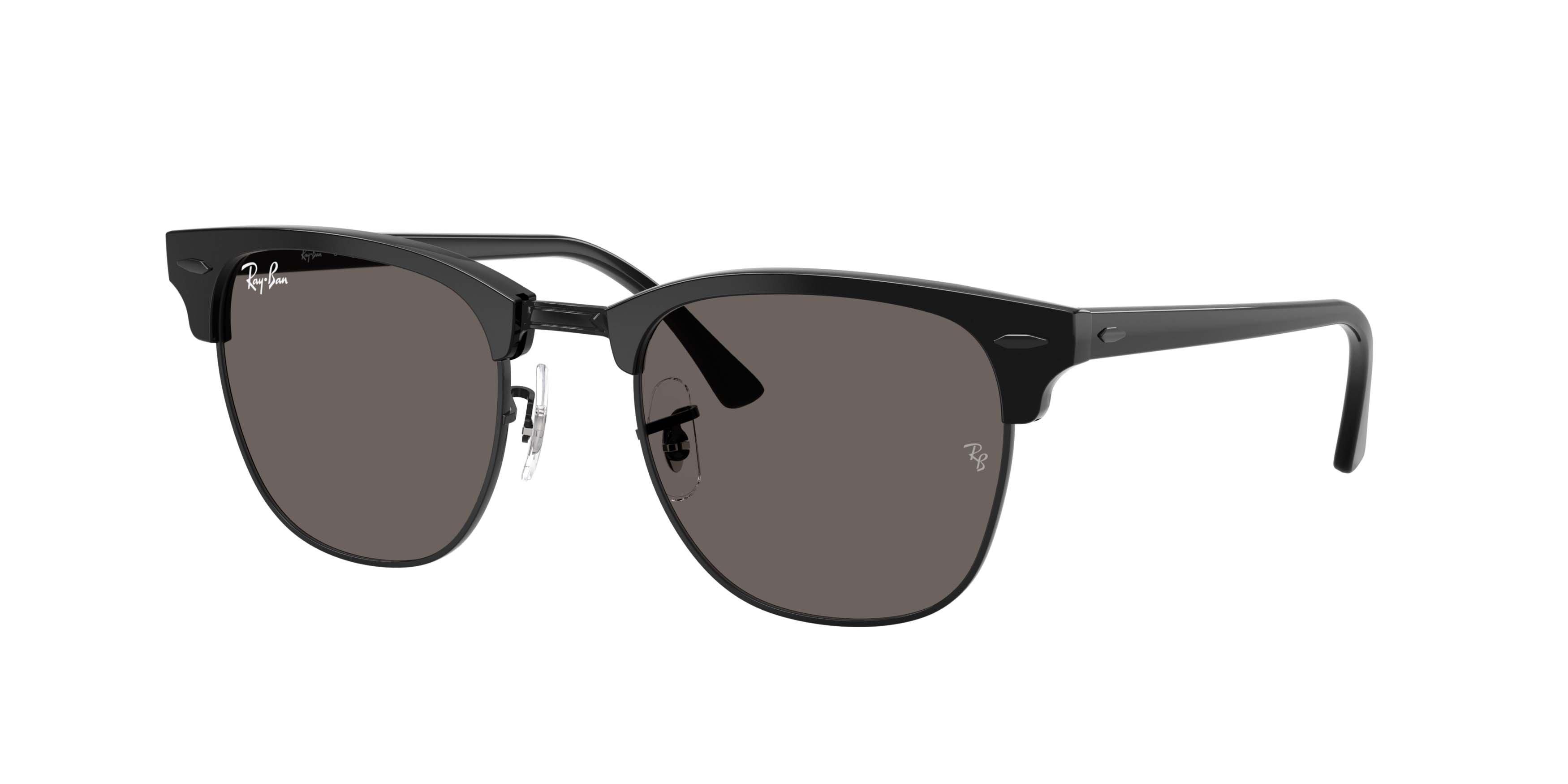 Ray-Ban Clubmaster Classic Dark Grey Sunglasses - Black On Black - BLACK/GREY